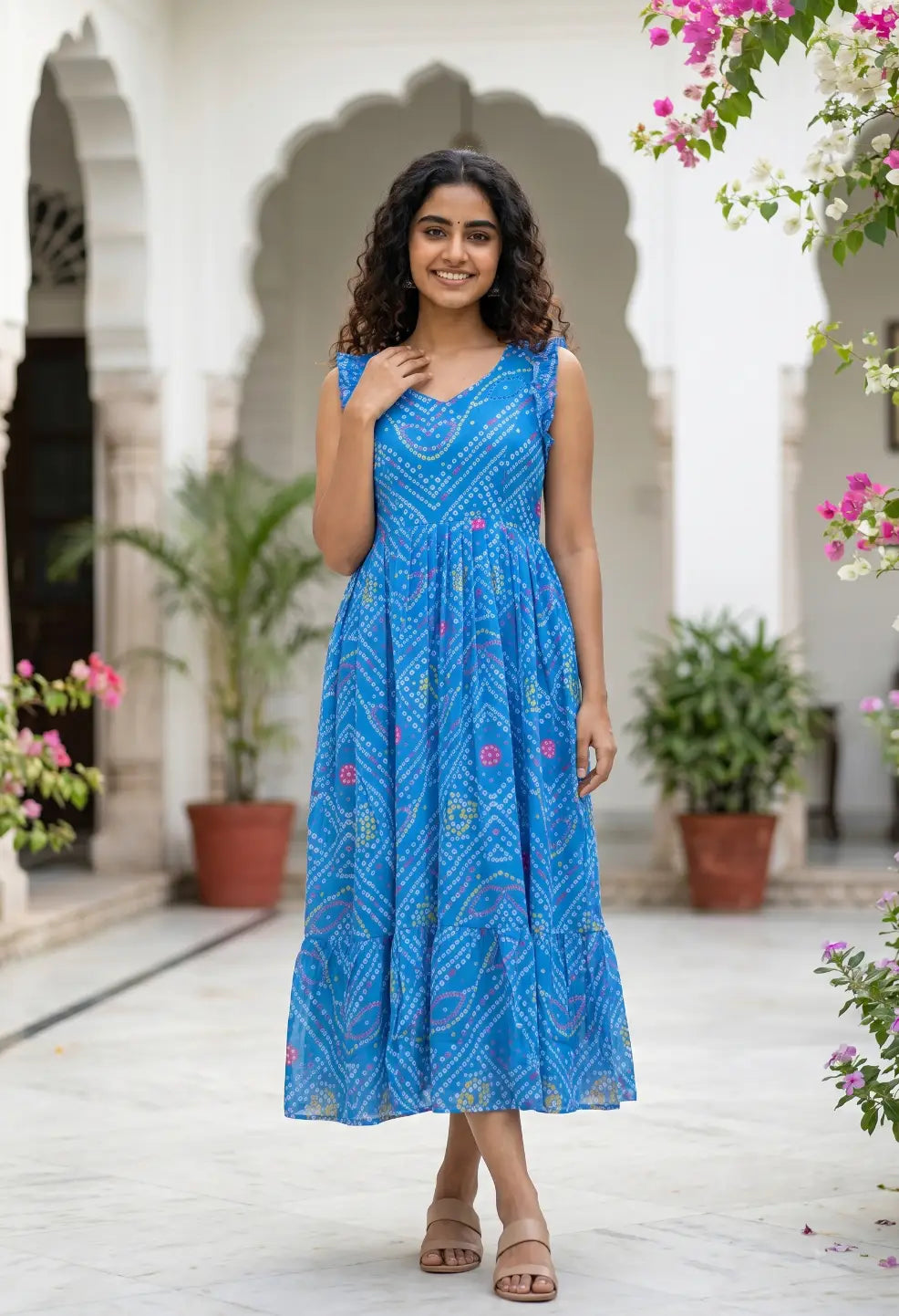 Azure Bandhani Maxi