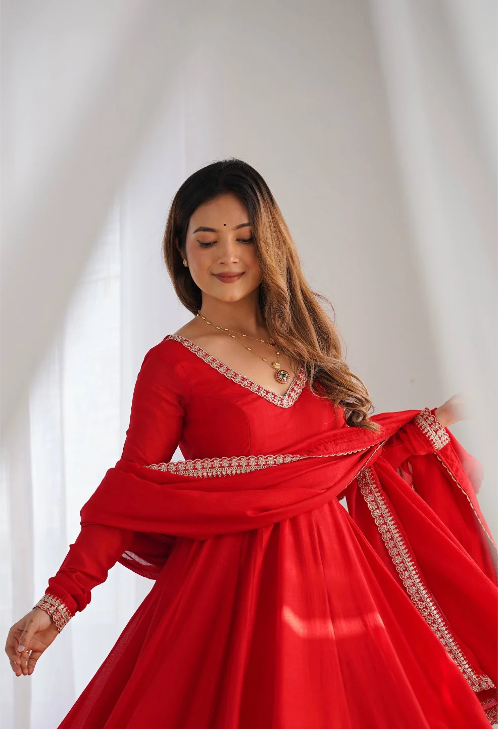 Blooming Red Anarkali