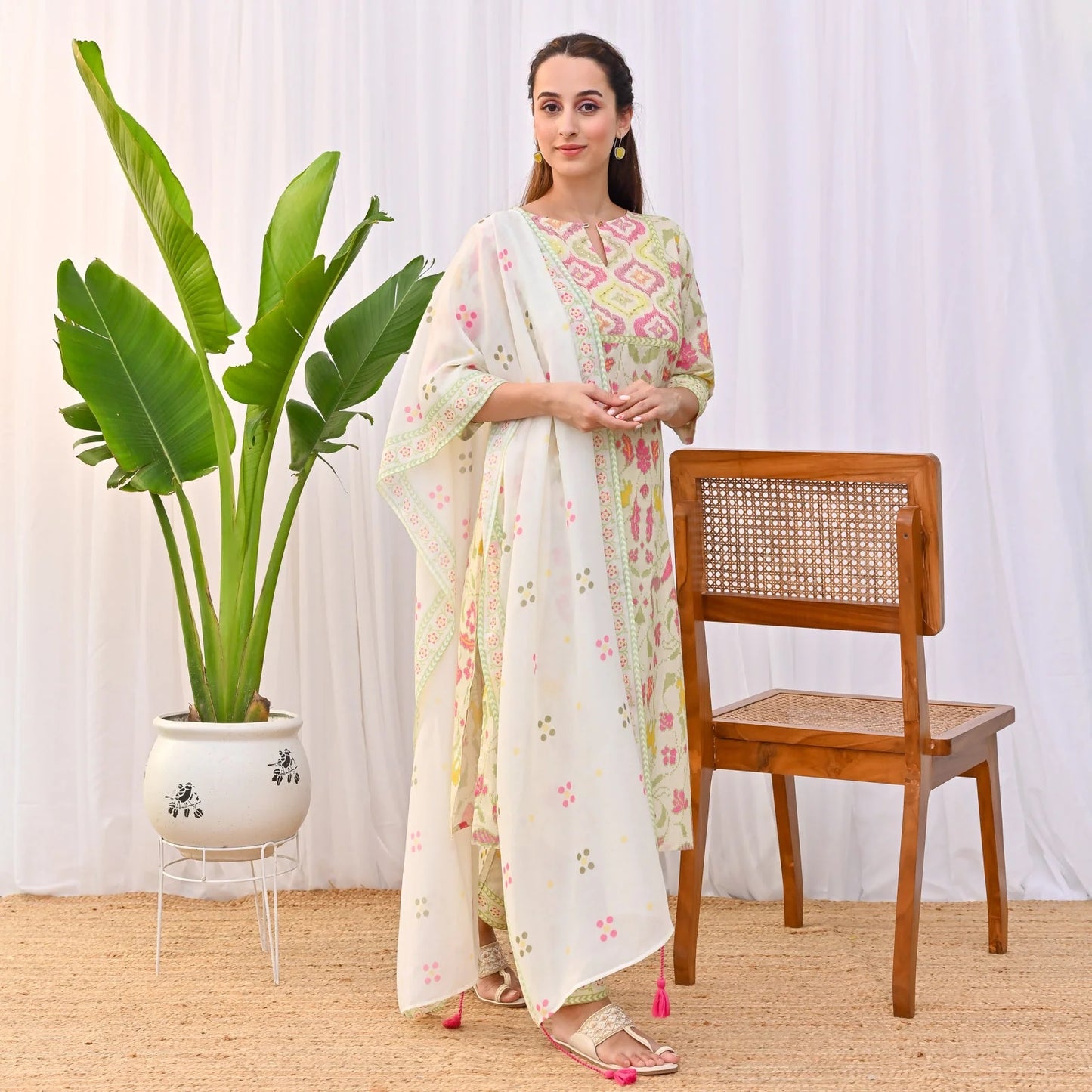 Cotton Printed Hand Work Suit Set