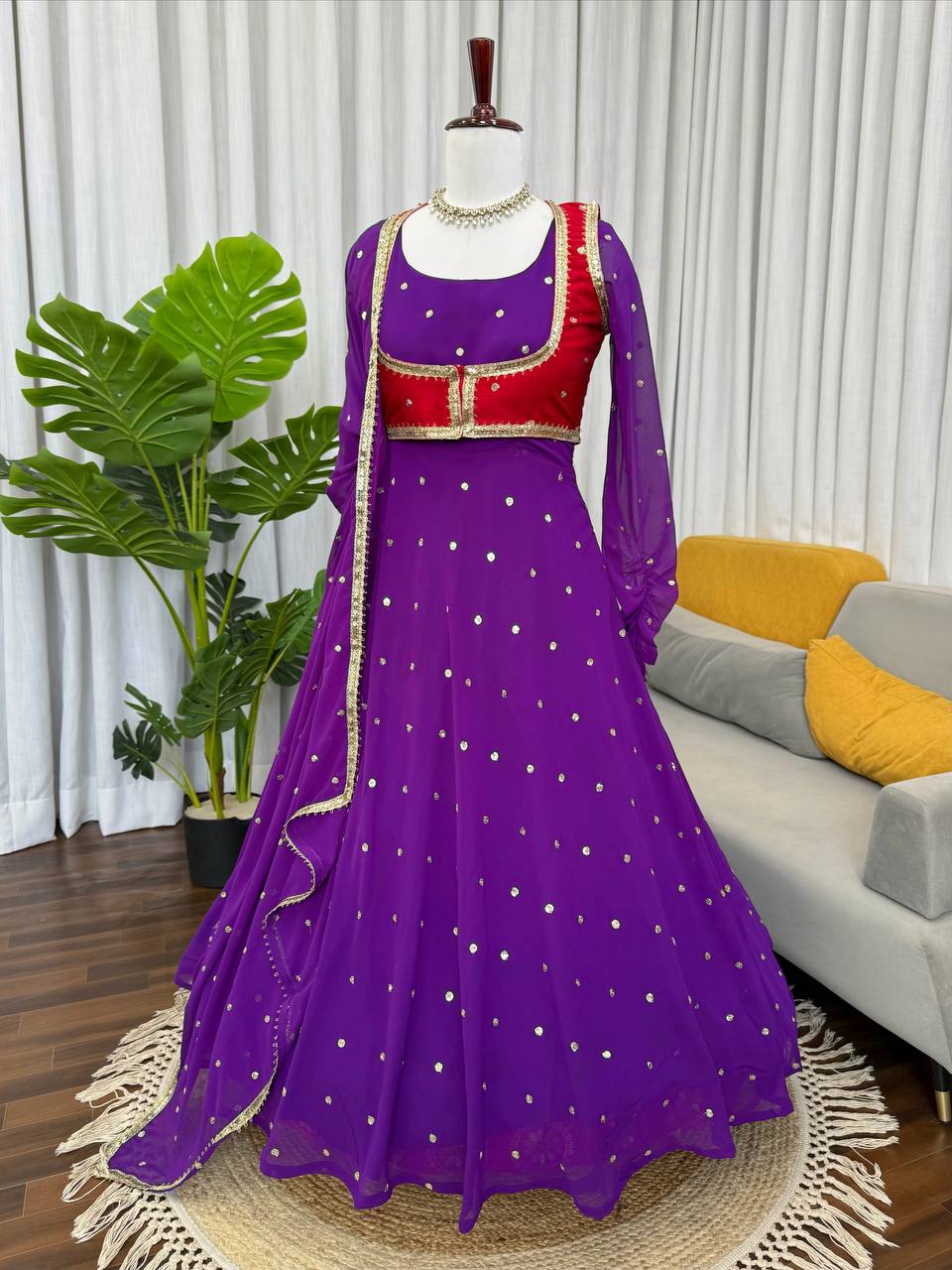 Faux Georgette Anarkali With koti (2 Color)