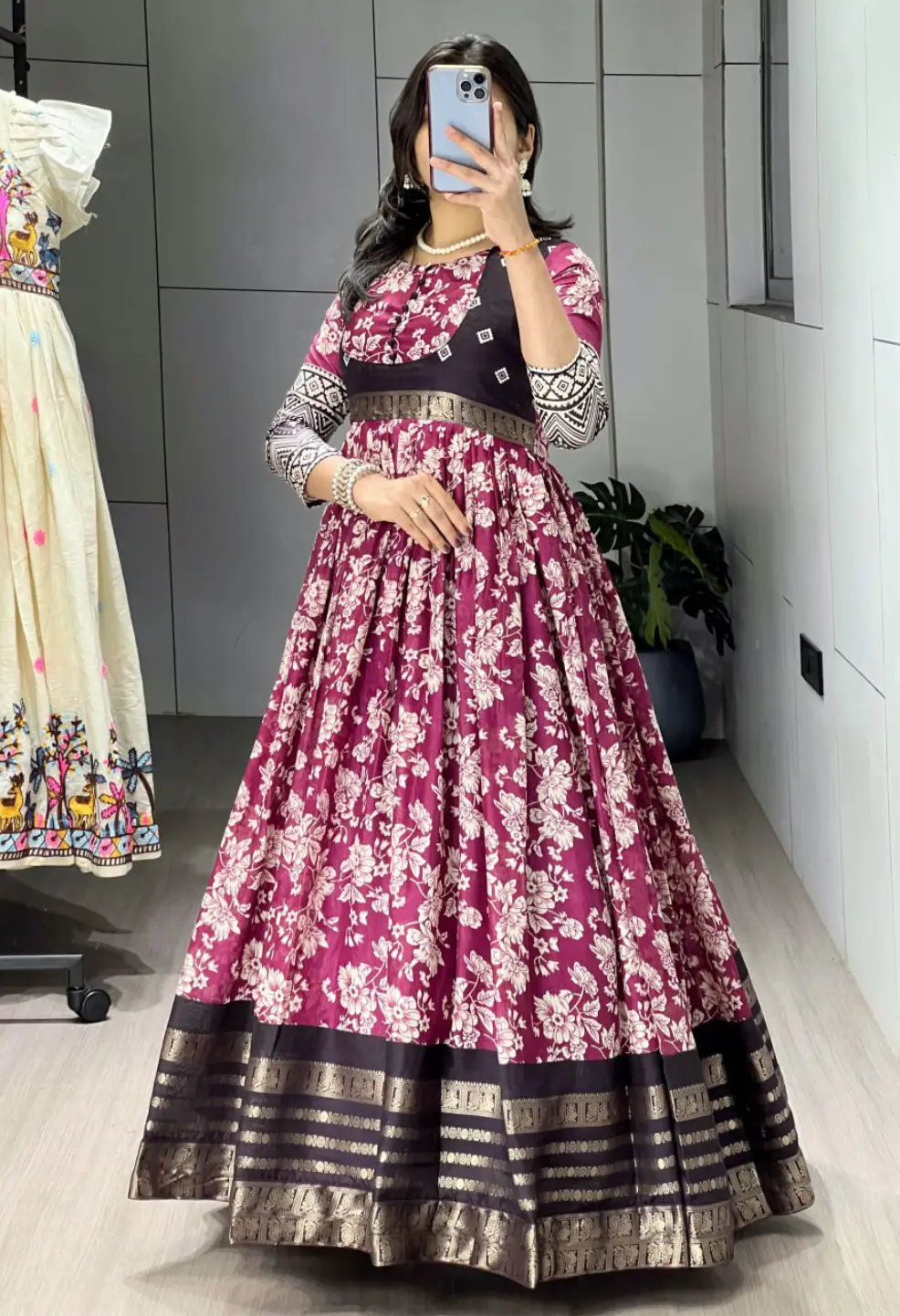 Graceful Kalamkari Silk Gown
