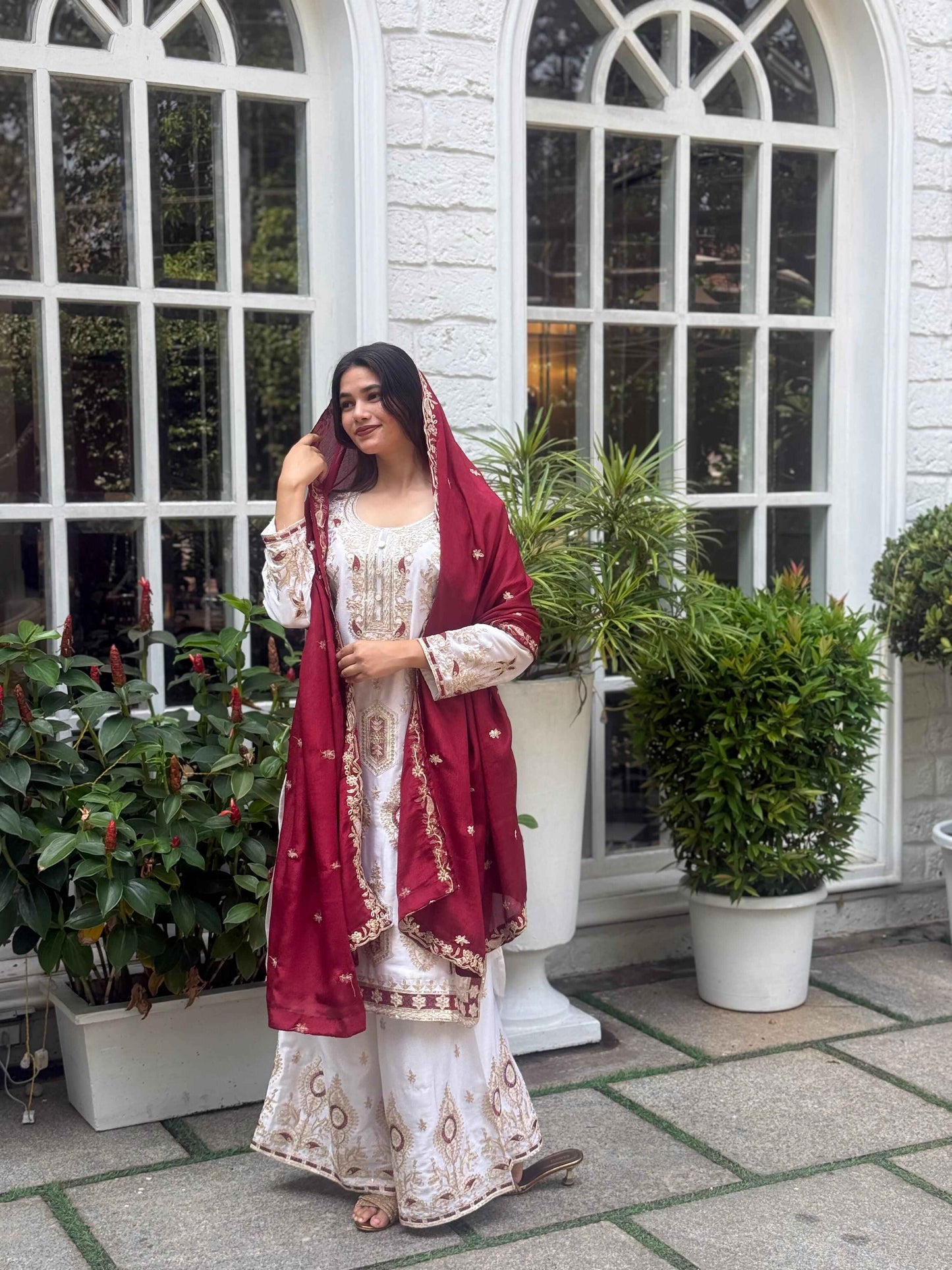 Pure Chinon Silk Sharara Set