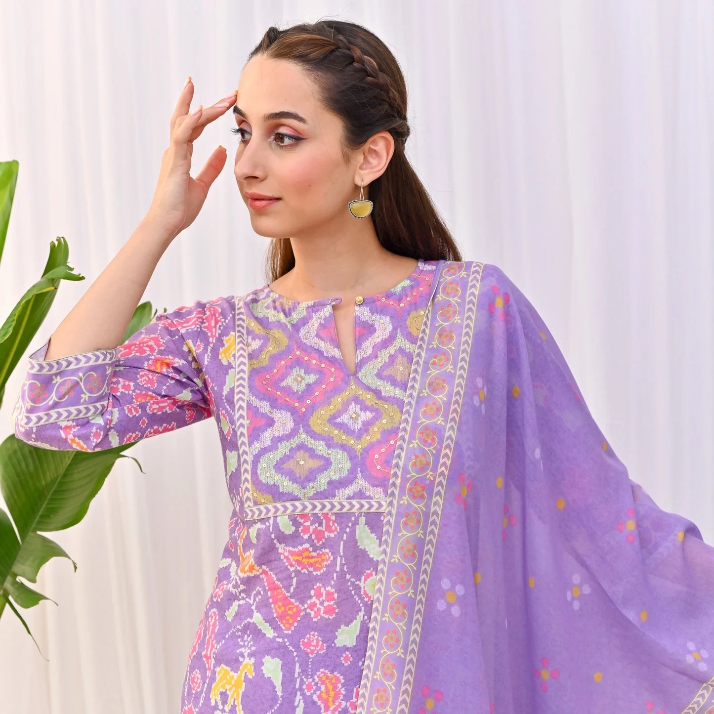 Cotton Printed Hand Work Suit Set