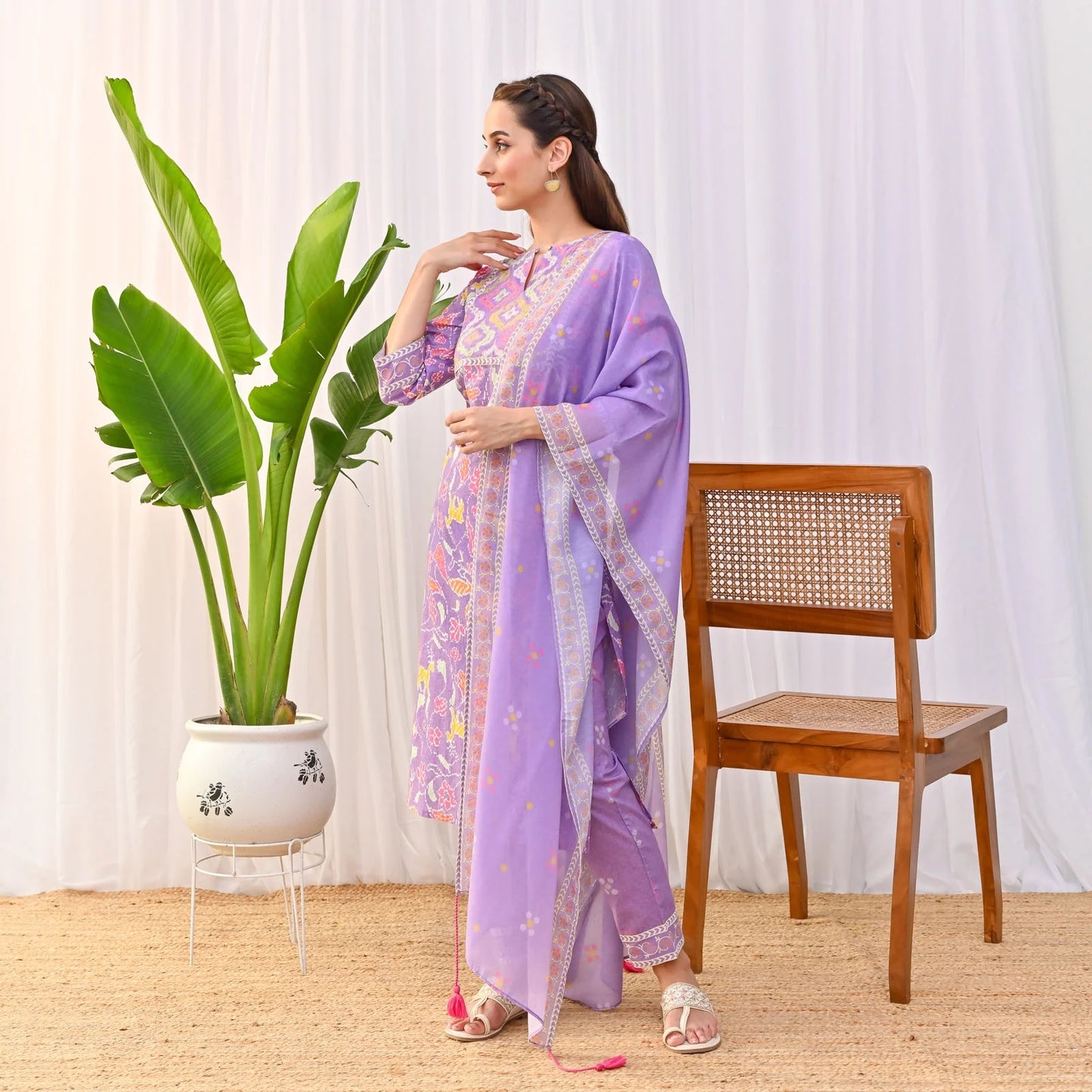 Cotton Printed Hand Work Suit Set