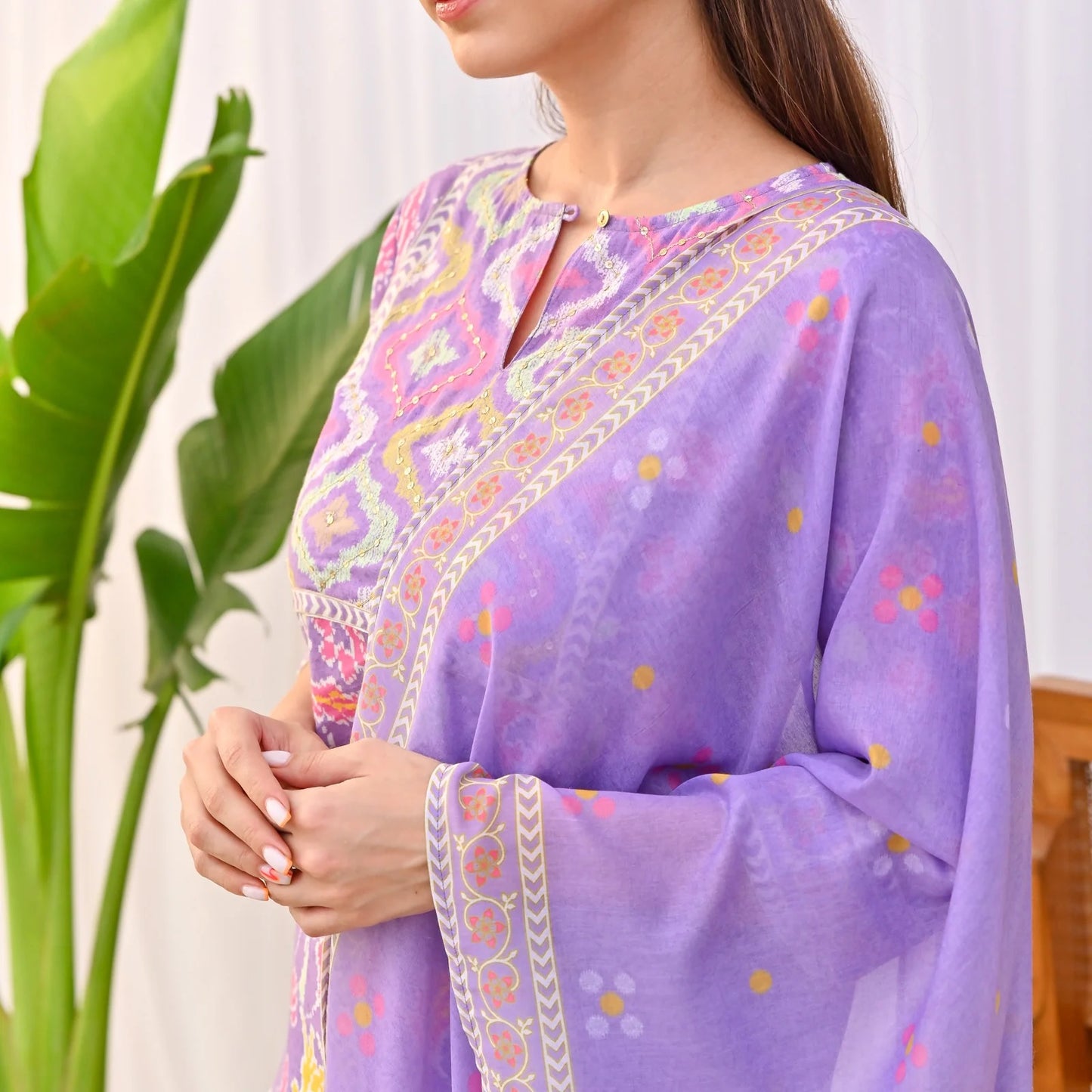Cotton Printed Hand Work Suit Set