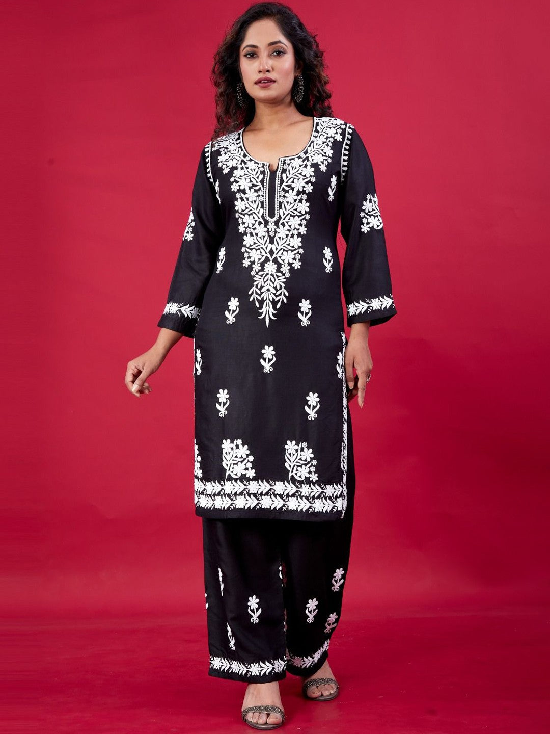 Lucknowi Chikankari Suit With Palazzos