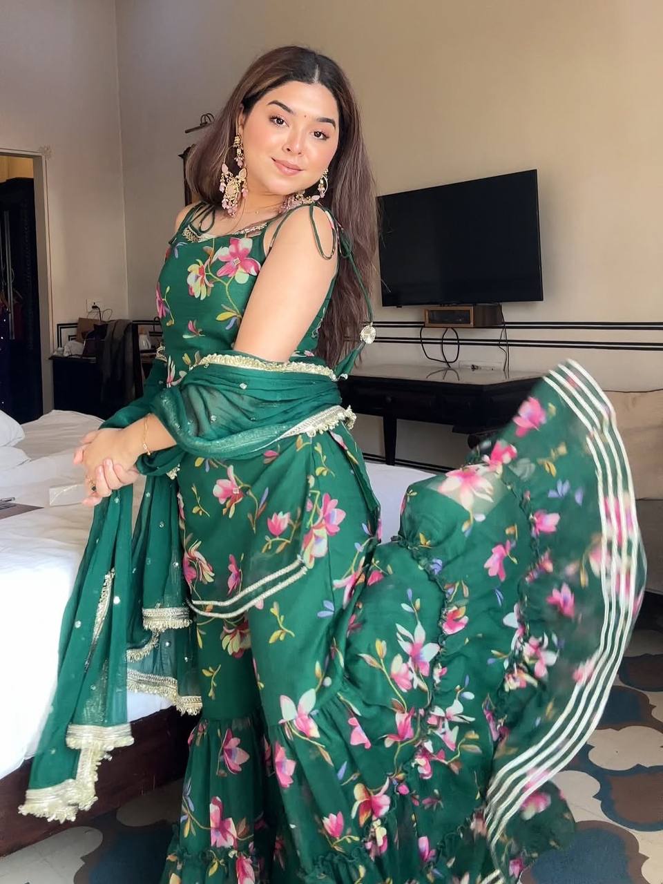 Mira Green Sharara Set