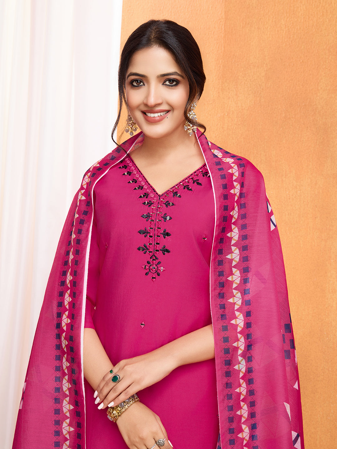 Pink Roman Silk Suit Set