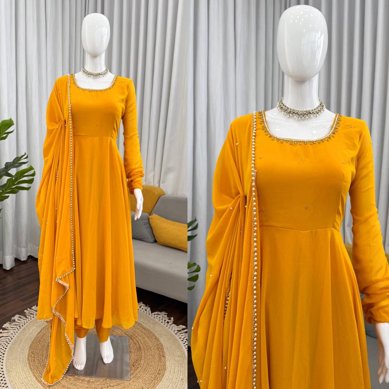 Aahana Mustard Anarkali