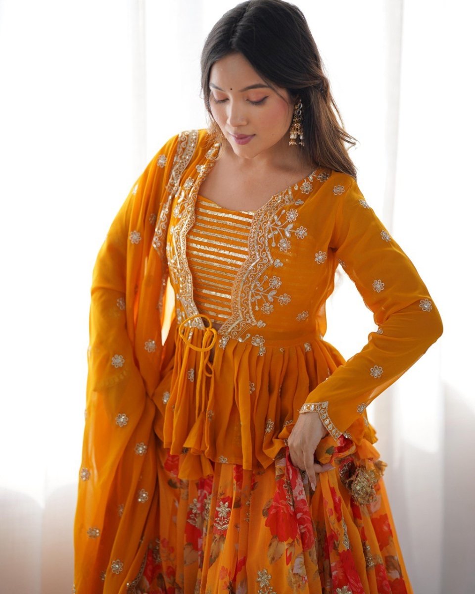 Orange Lehenga With Koti
