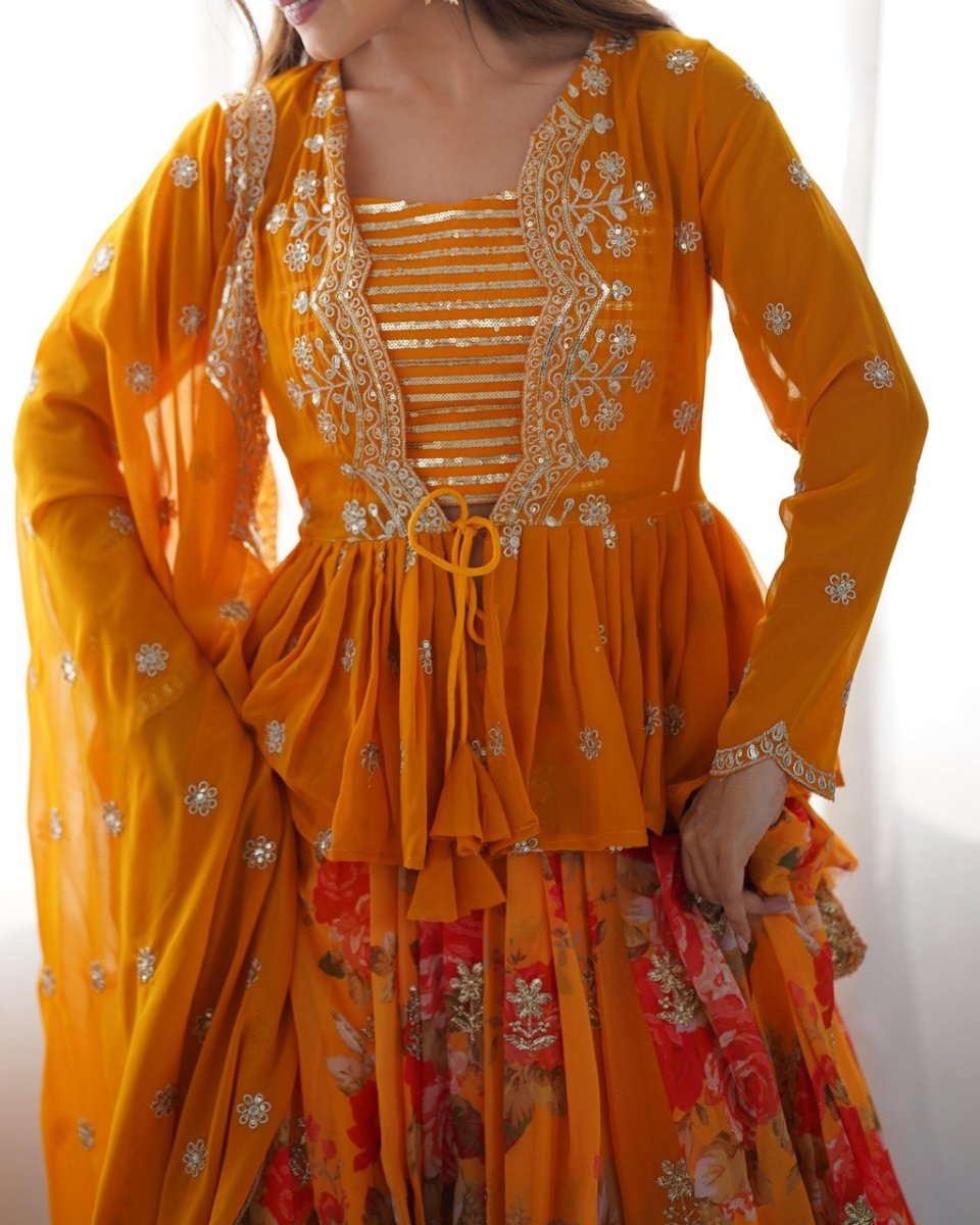 Orange Lehenga With Koti