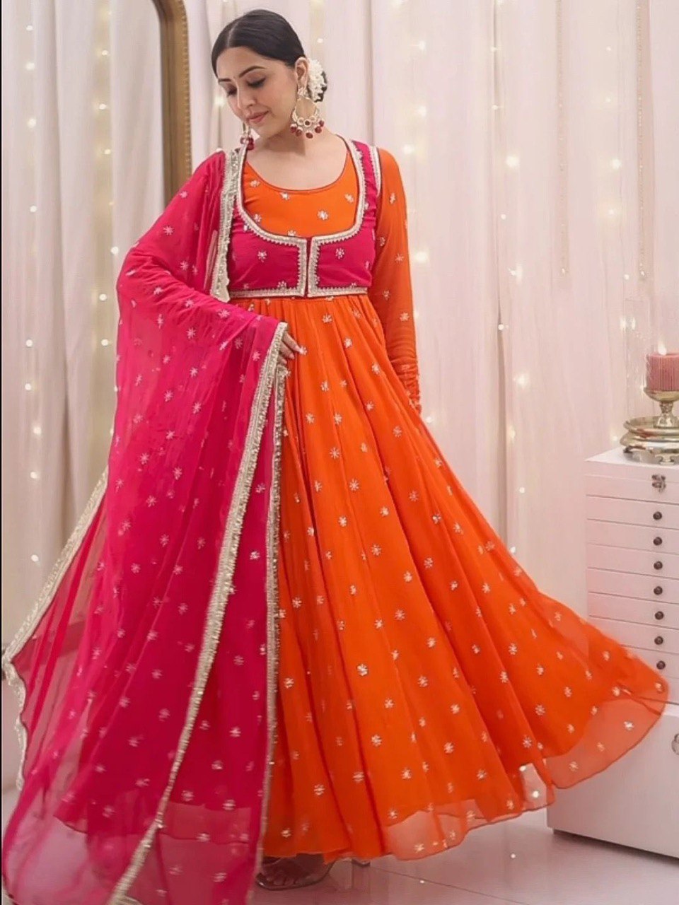 Faux Georgette Anarkali With koti
