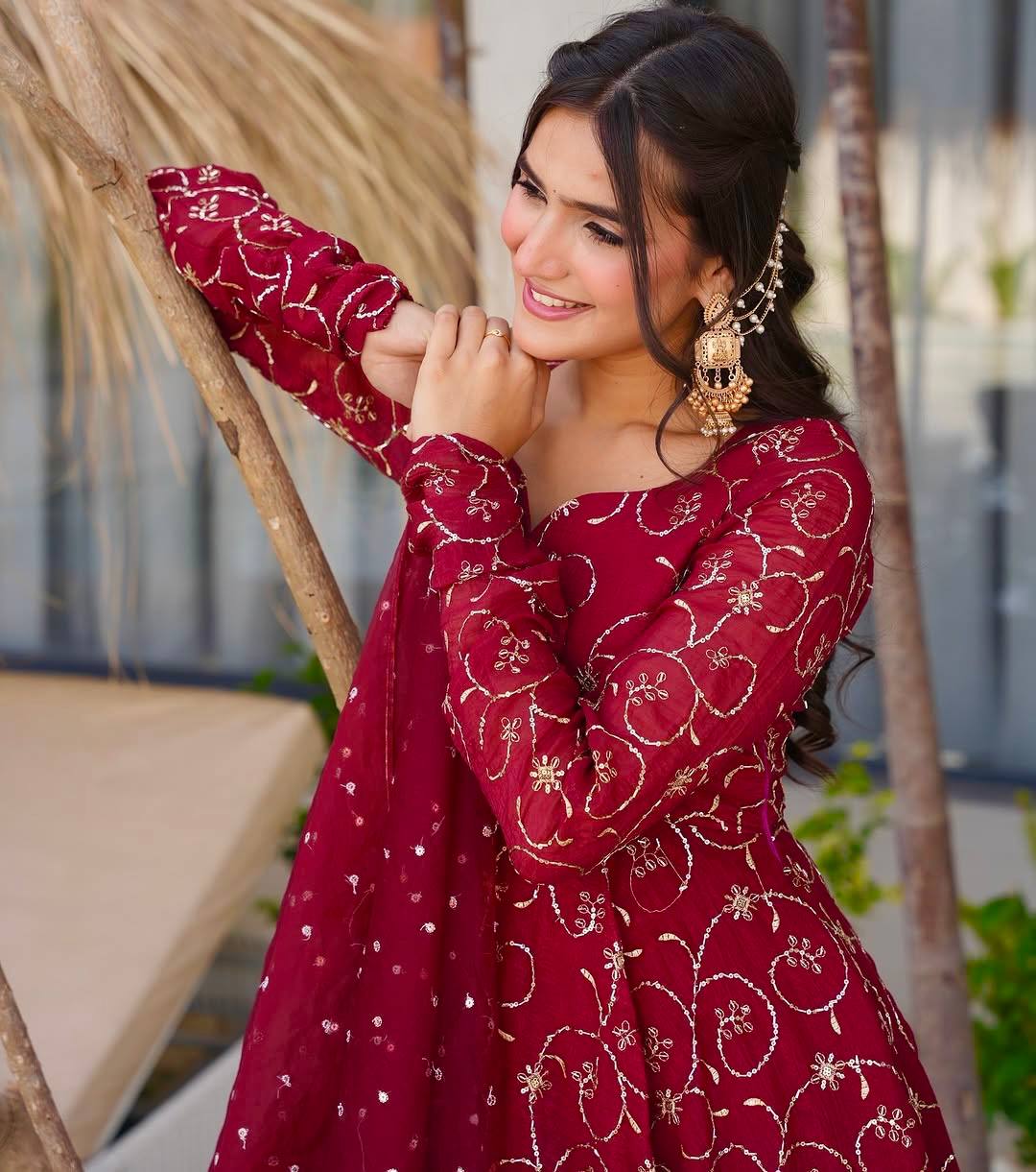 Heavy Faux Georgette Sequence Anarkali Suit