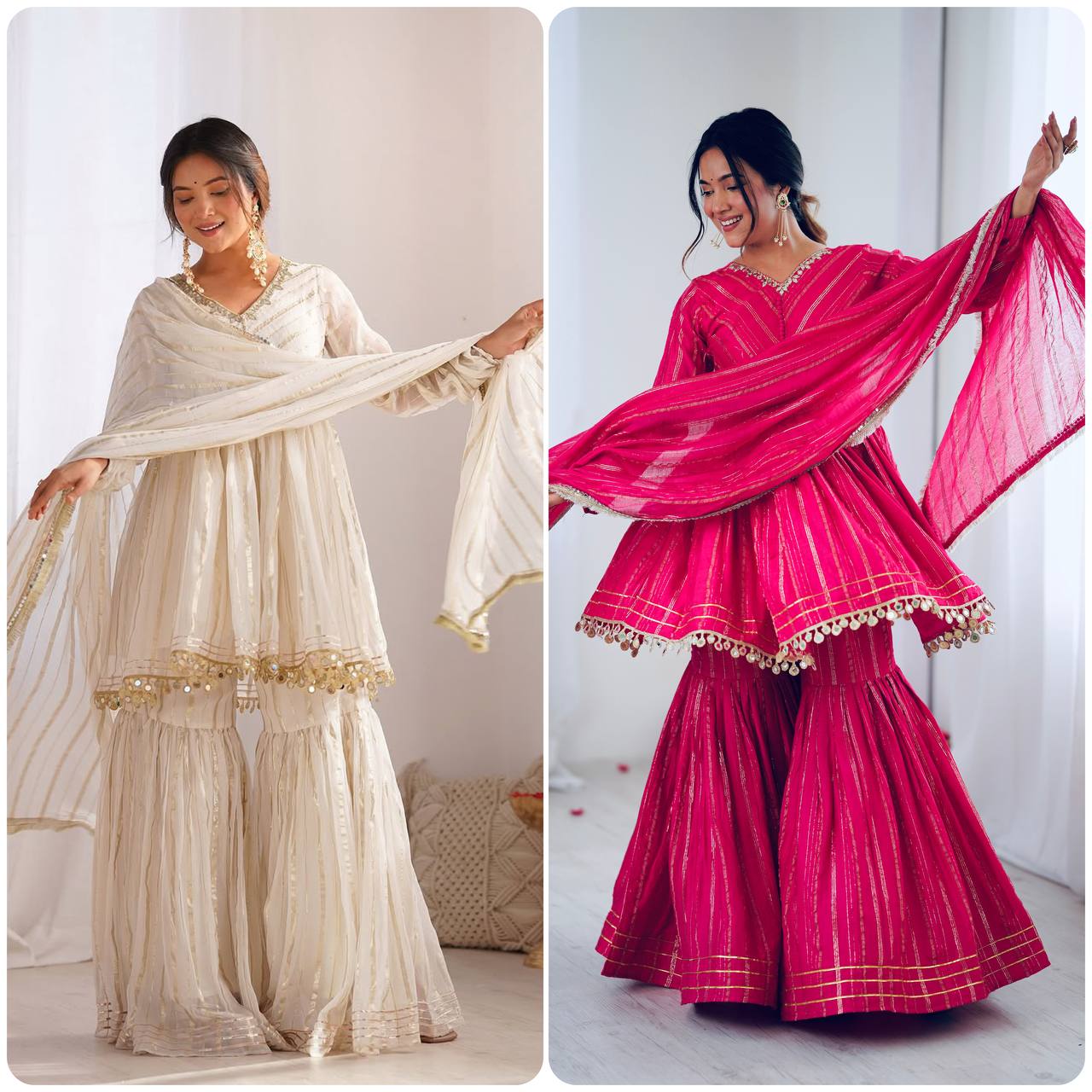 Pink Mal Chanderi Fabric Sharara