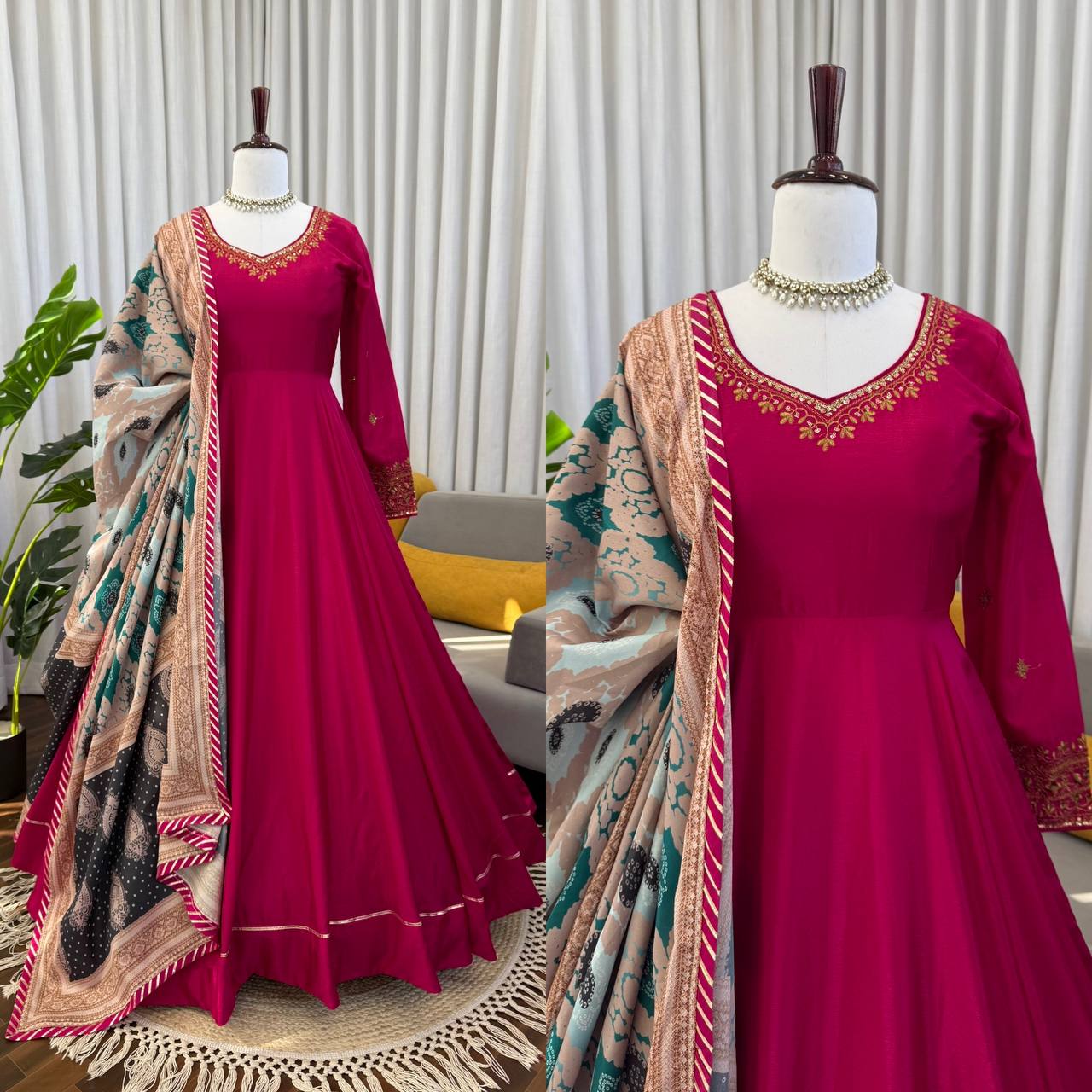 Red Elegance Heavy Chinon Silk Anarkali