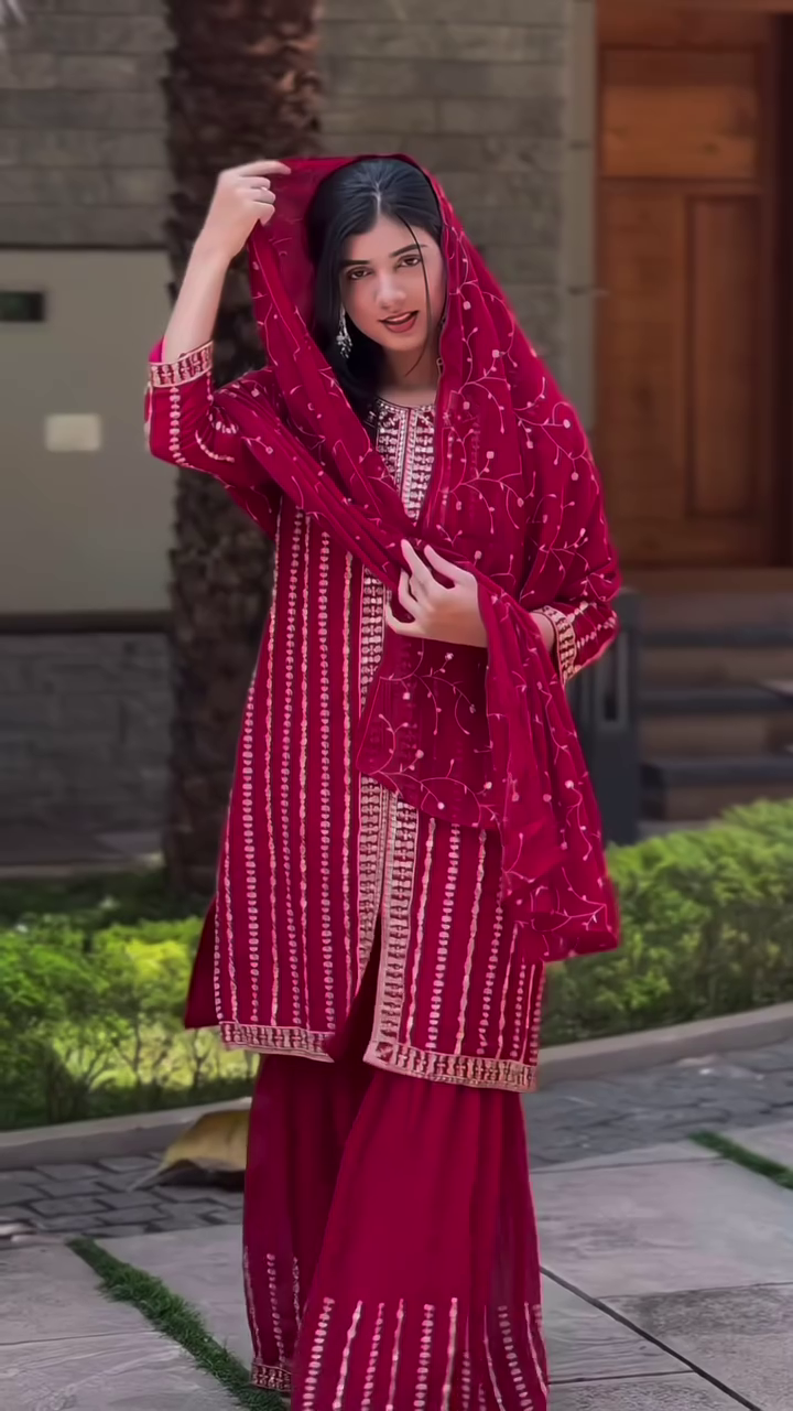 Blooming Faux Georgette Sharara Set