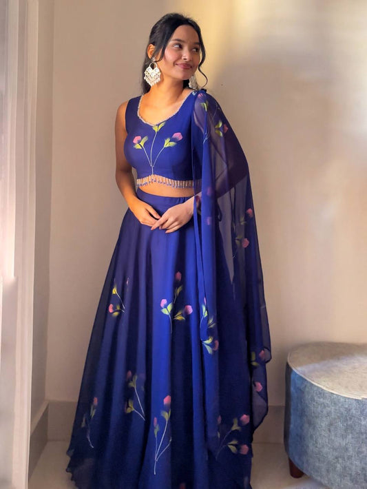 Aastha Hand Painted 8mtr Flair Lehenga