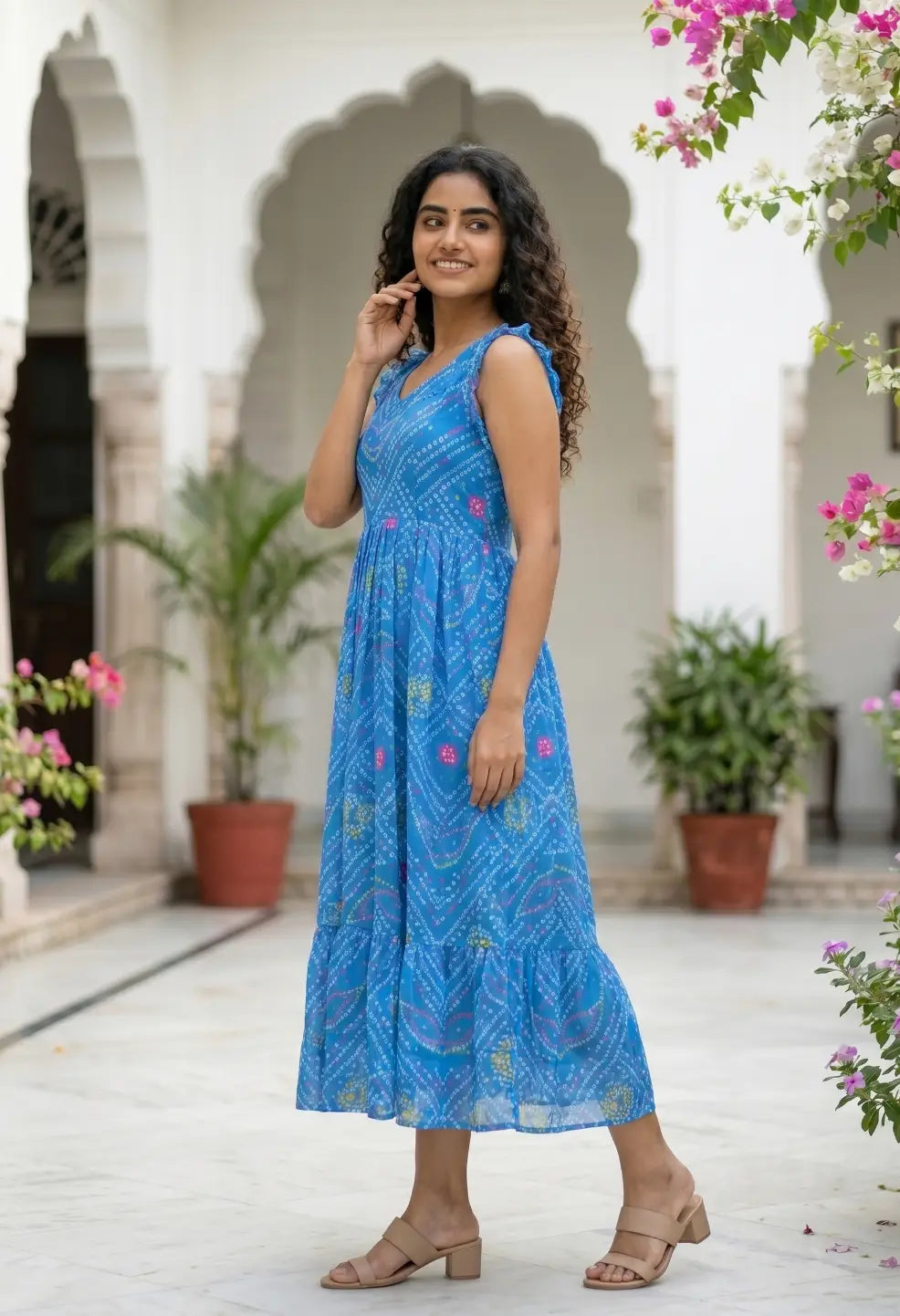Azure Bandhani Maxi