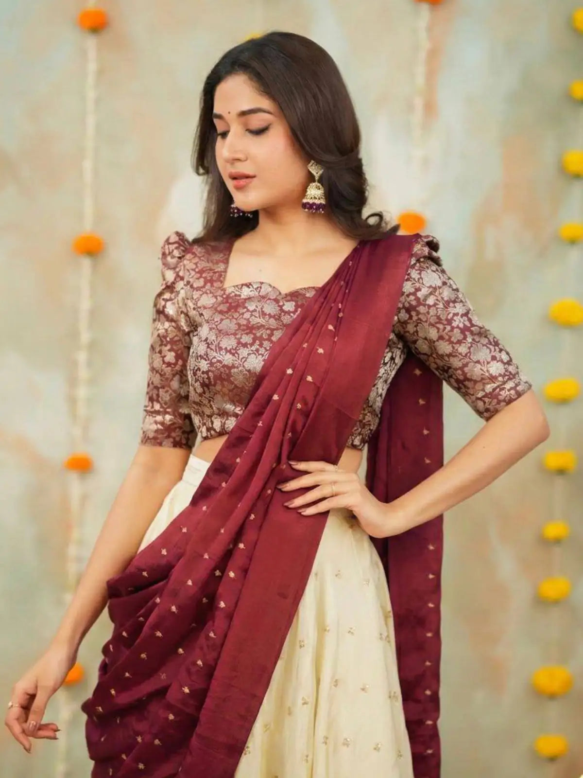 Berry Cream Lehenga
