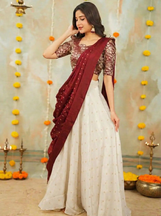 Berry Cream Lehenga