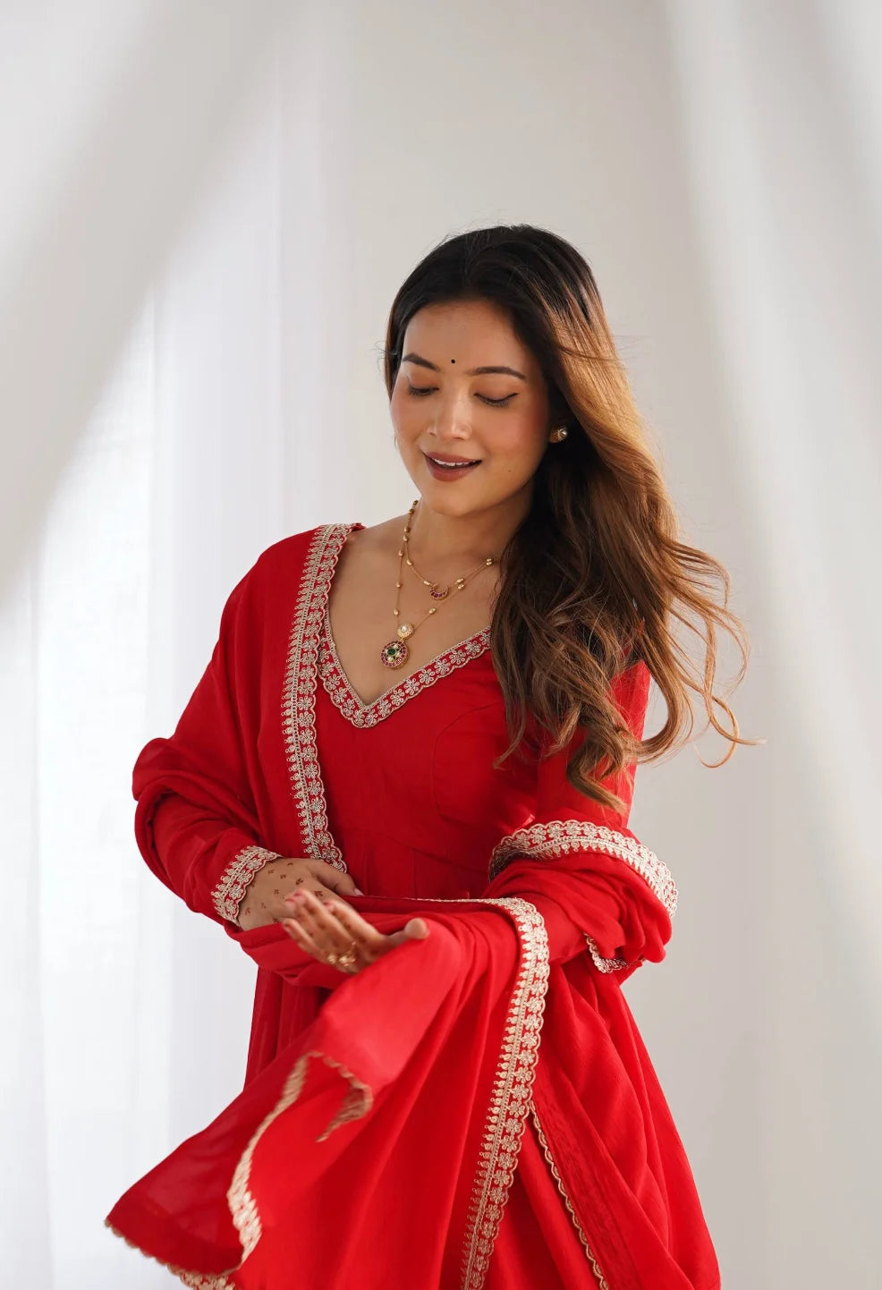 Blooming Red Anarkali