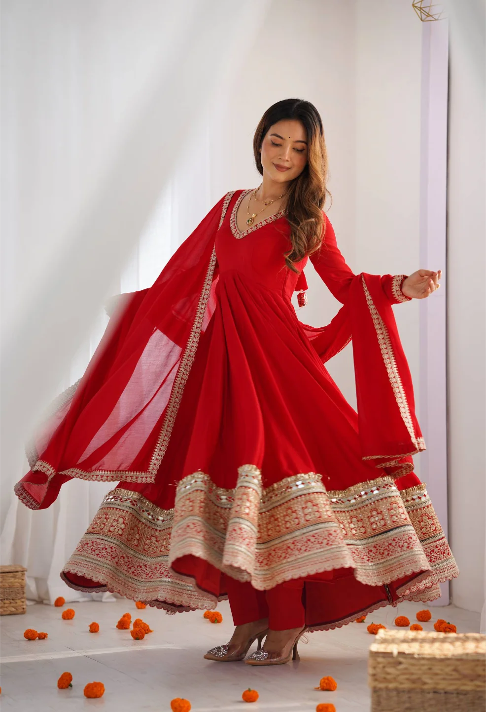 Blooming Red Anarkali