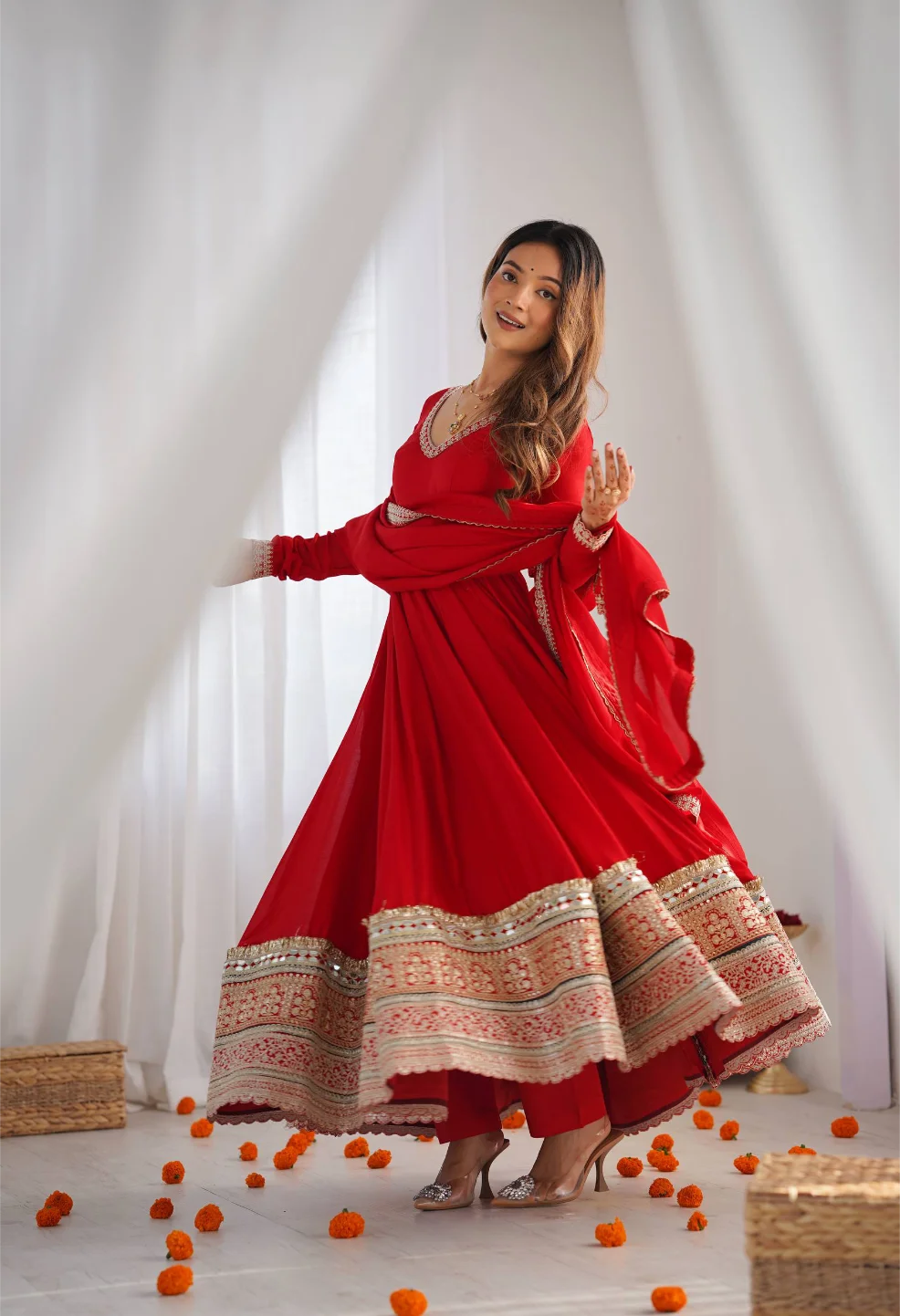 Blooming Red Anarkali