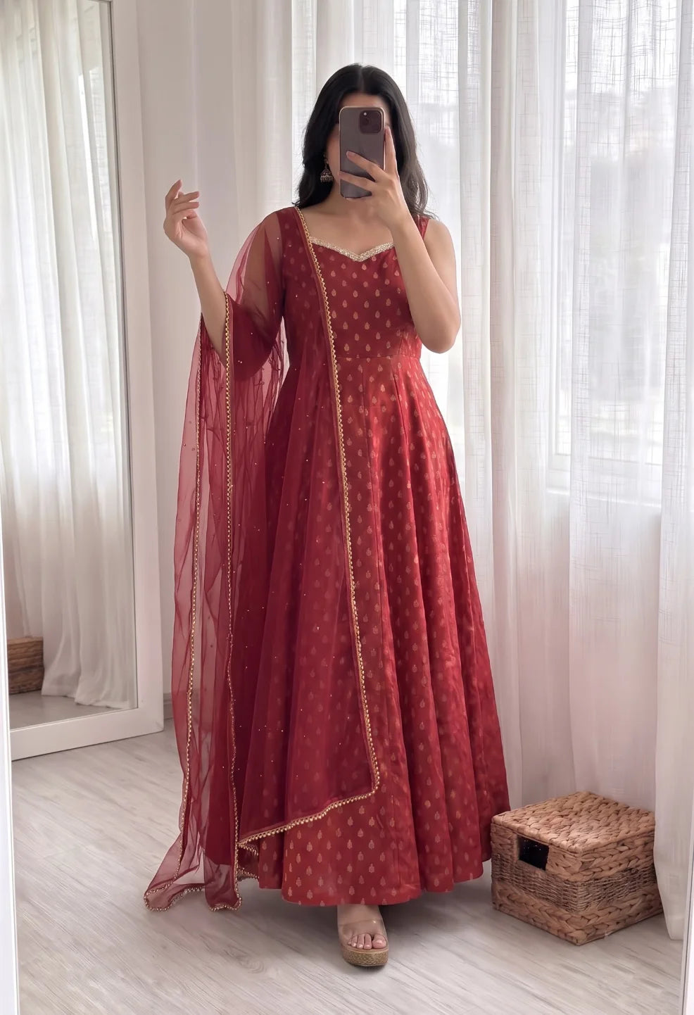 Chanderi Jacquard Anarkali