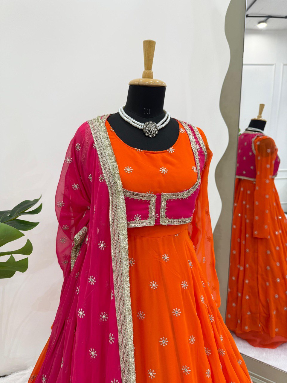 Faux Georgette Anarkali With koti (2 Color)
