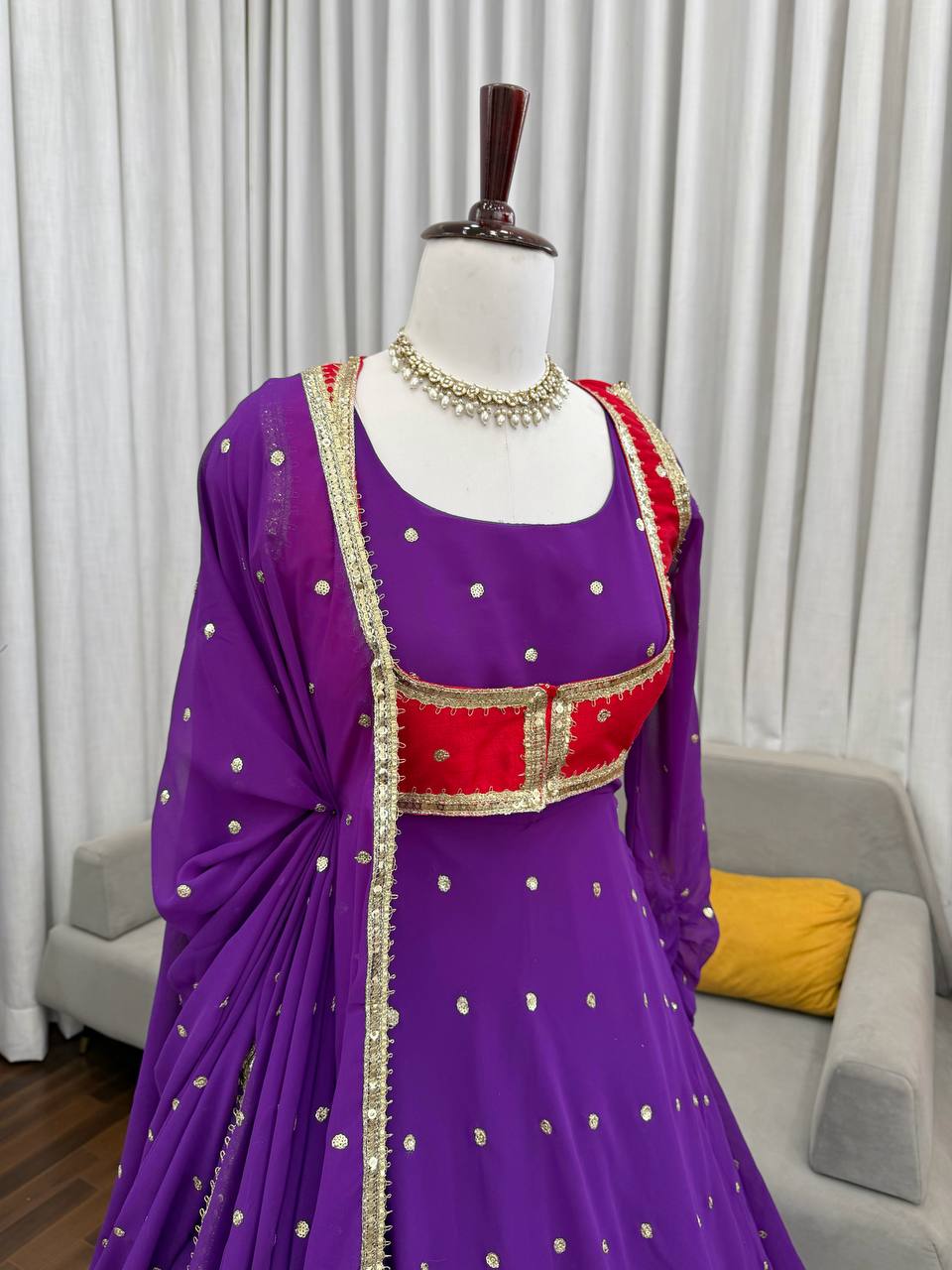 Faux Georgette Anarkali With koti (2 Color)