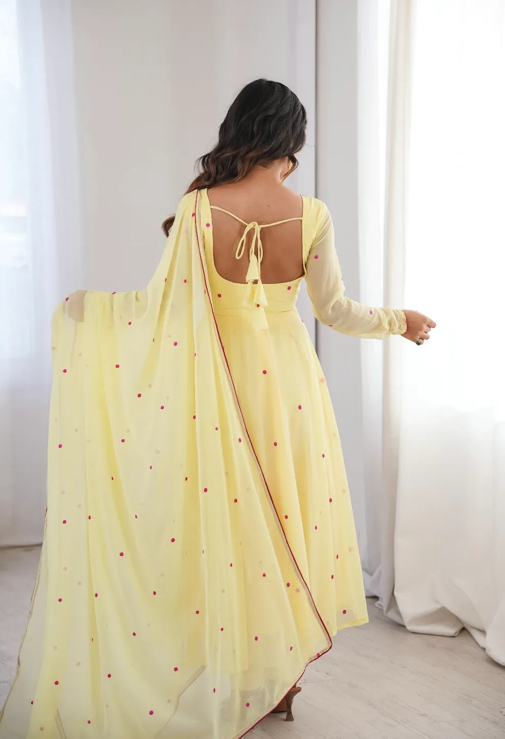 Butter Yellow Embroidery Work Anarkali