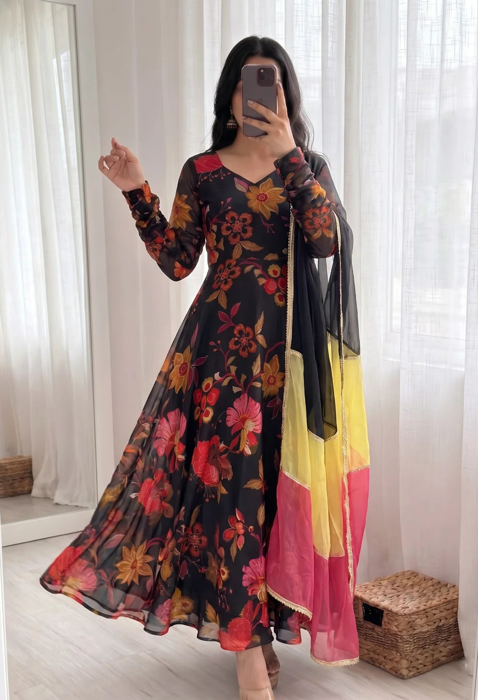 Flower Anarkali Set