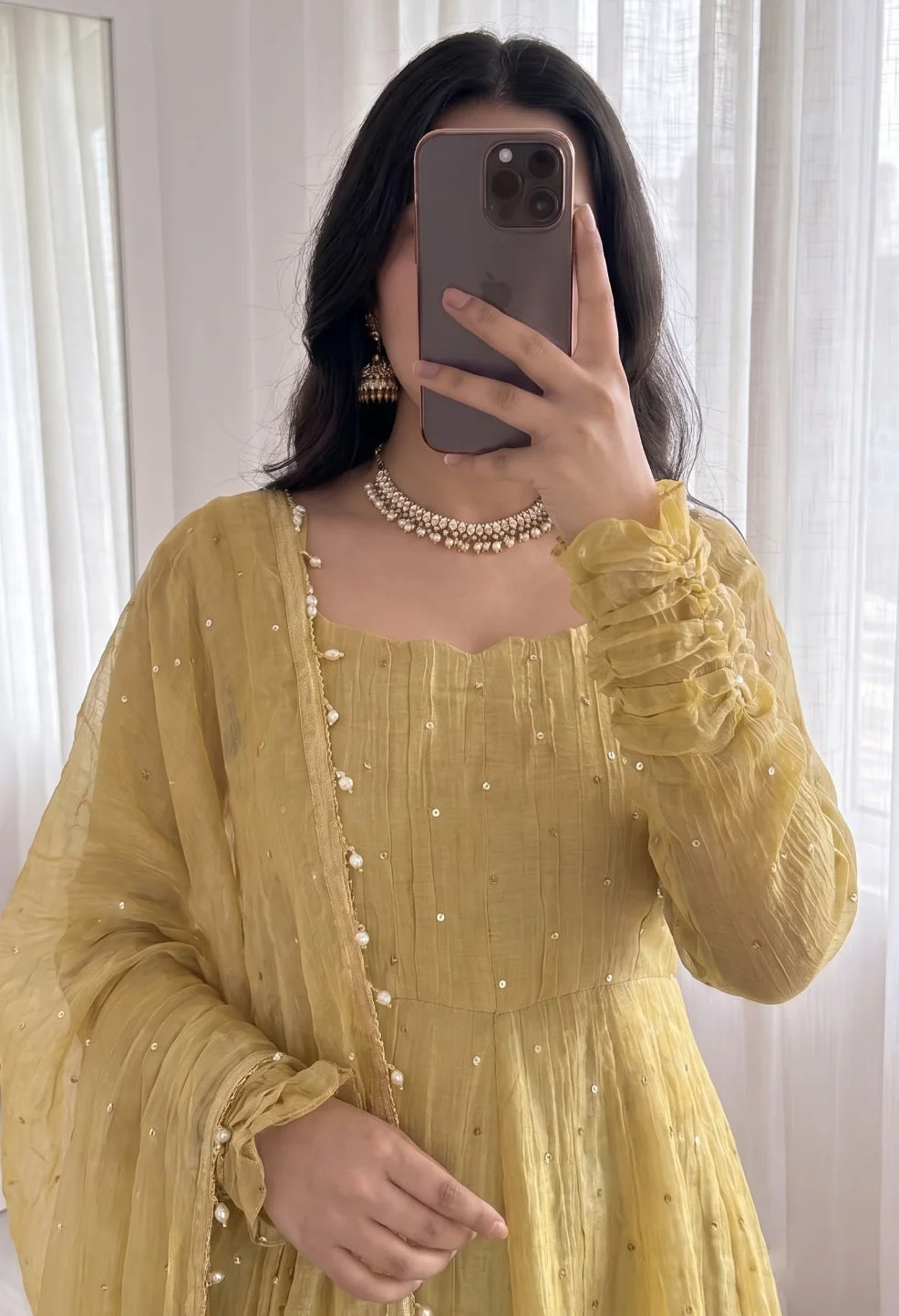 Golden Salsa Silk Anarkali