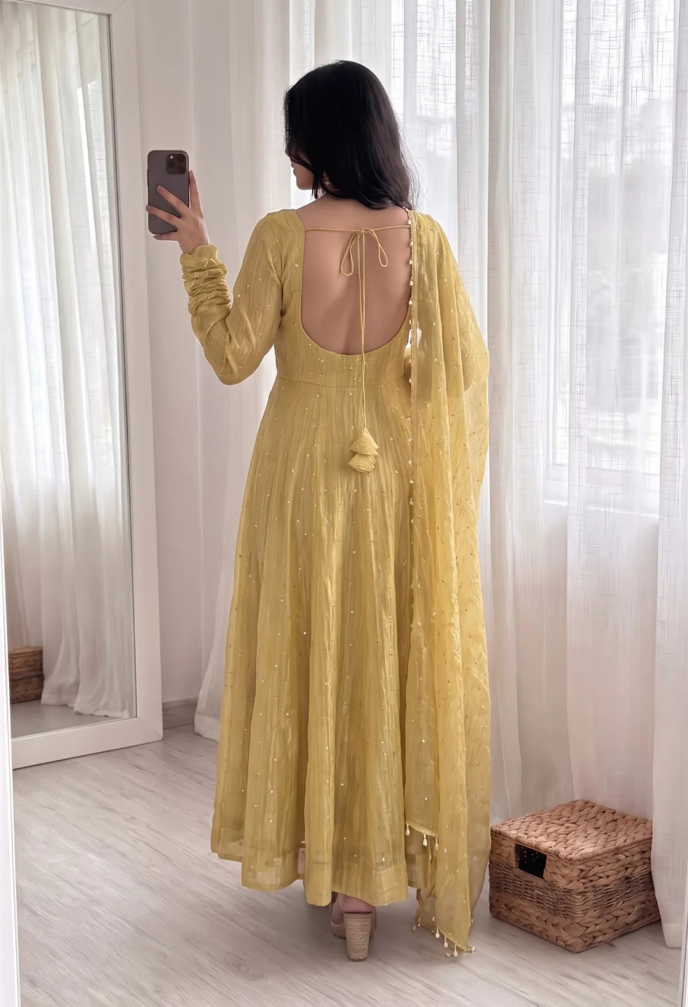 Golden Salsa Silk Anarkali