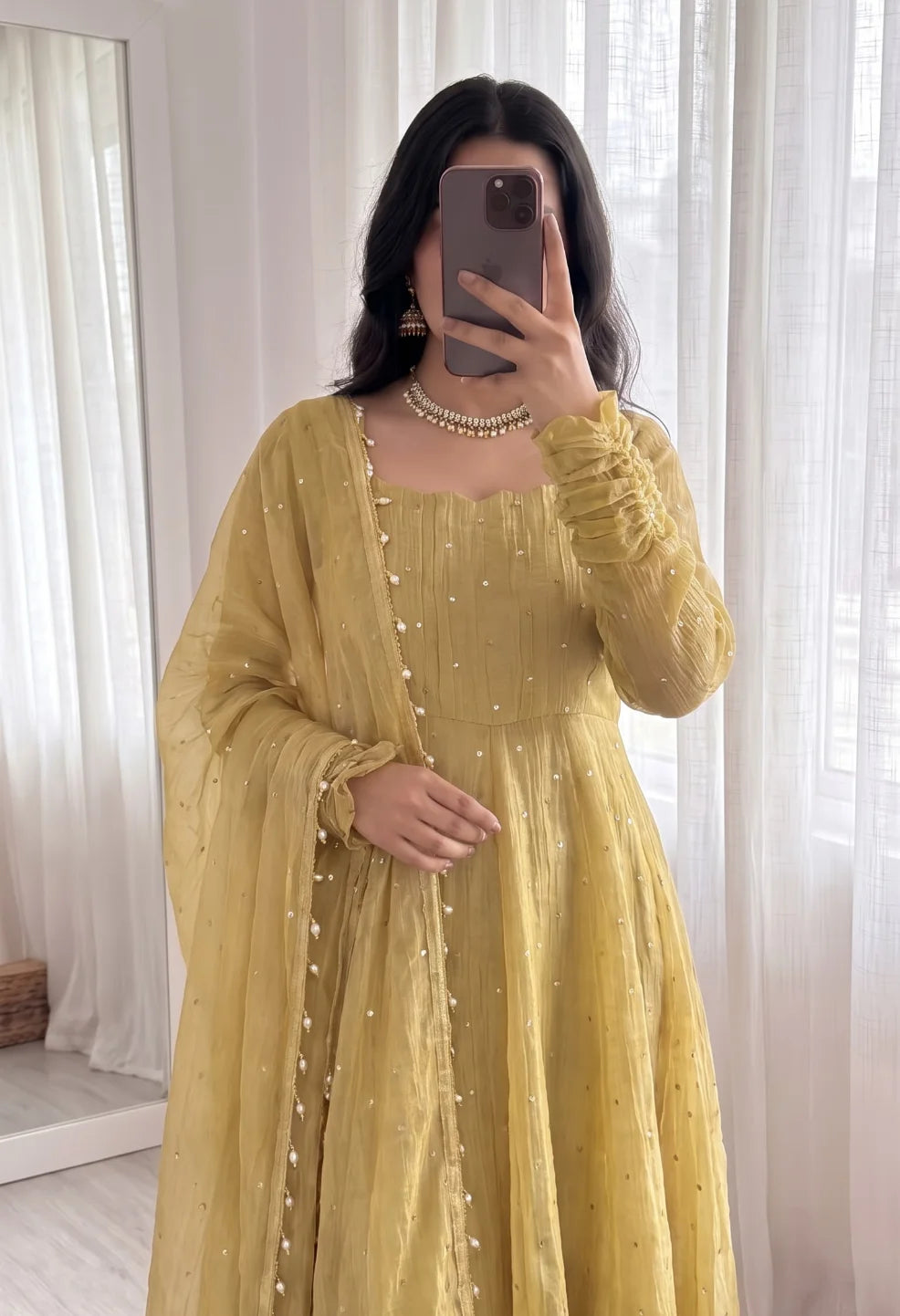 Golden Salsa Silk Anarkali