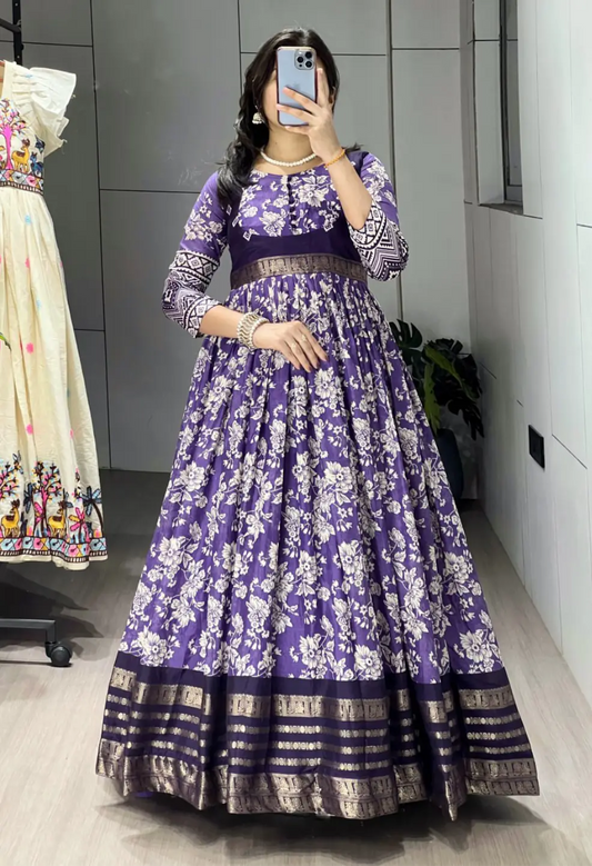 Graceful Kalamkari Silk Gown