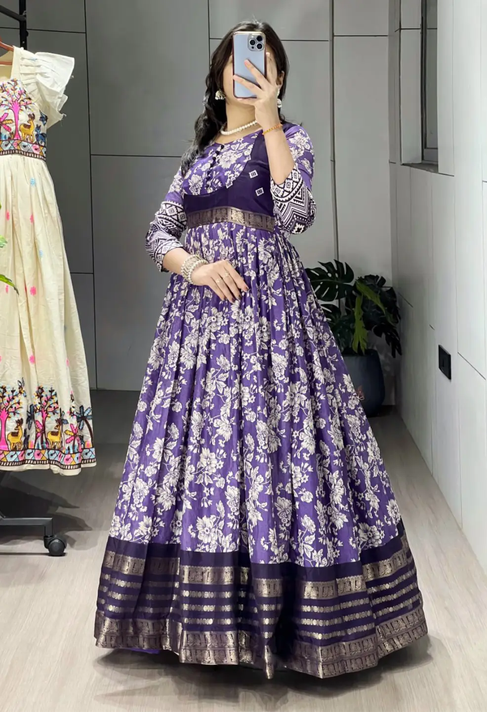 Graceful Kalamkari Silk Gown