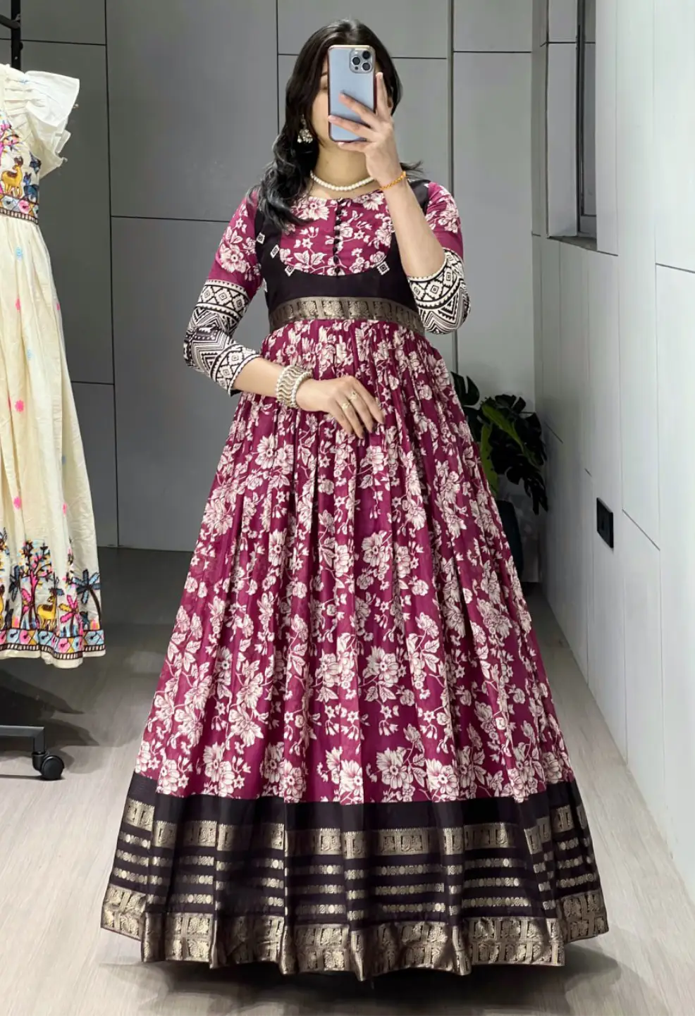 Graceful Kalamkari Silk Gown