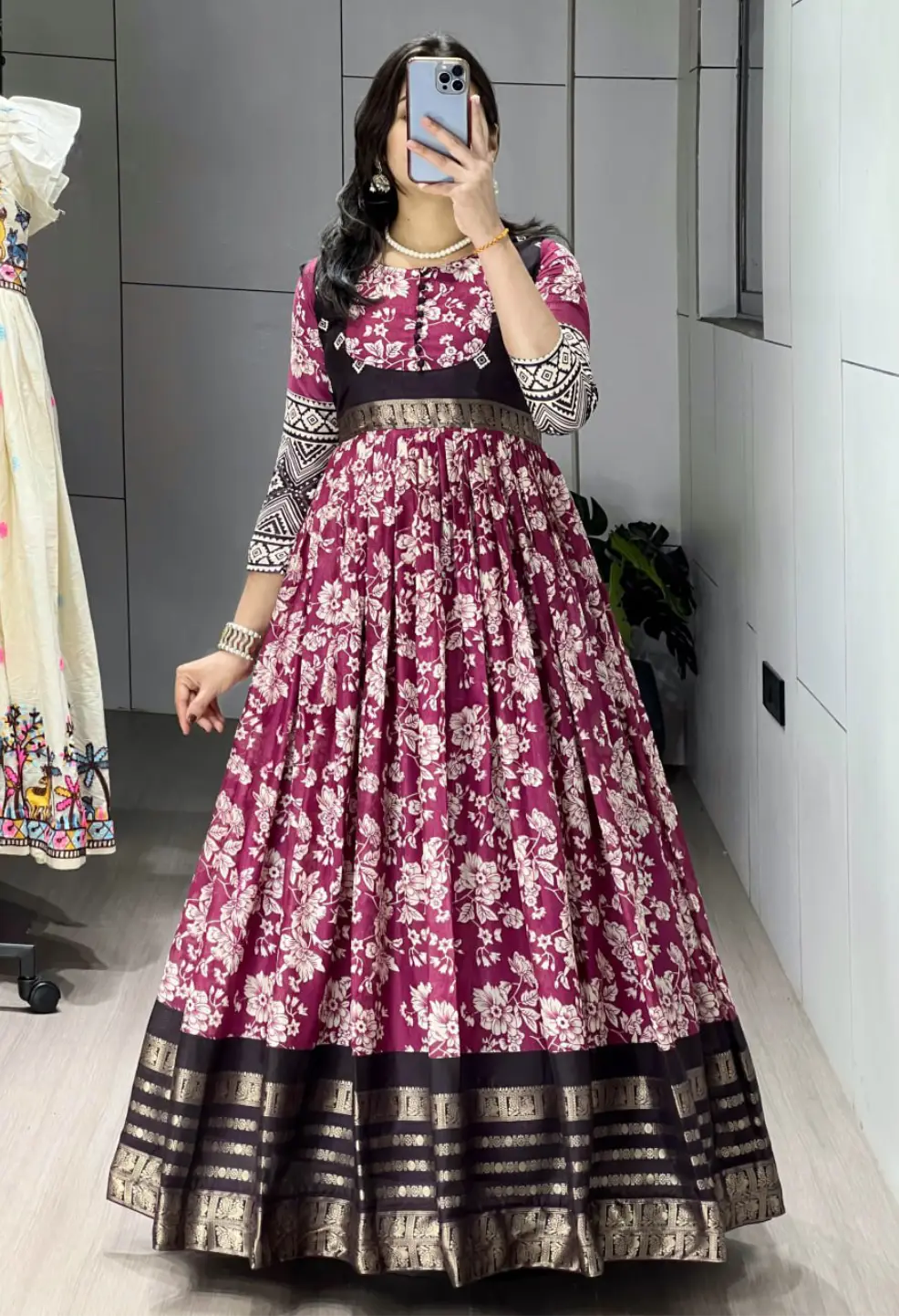 Graceful Kalamkari Silk Gown