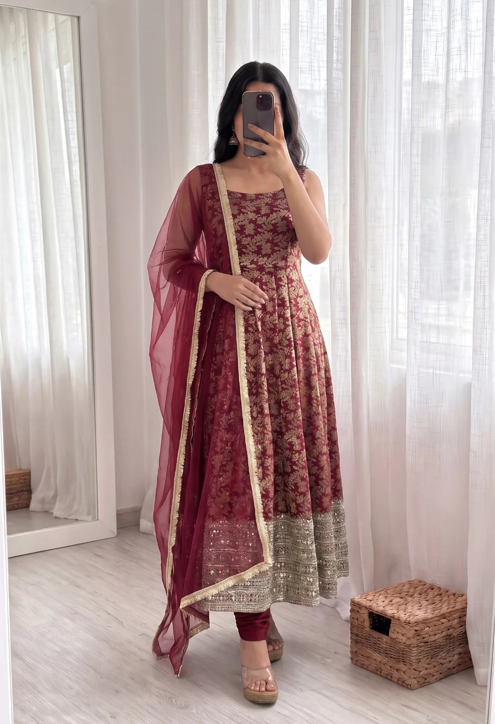 Jacquard Butti Anarkali Set