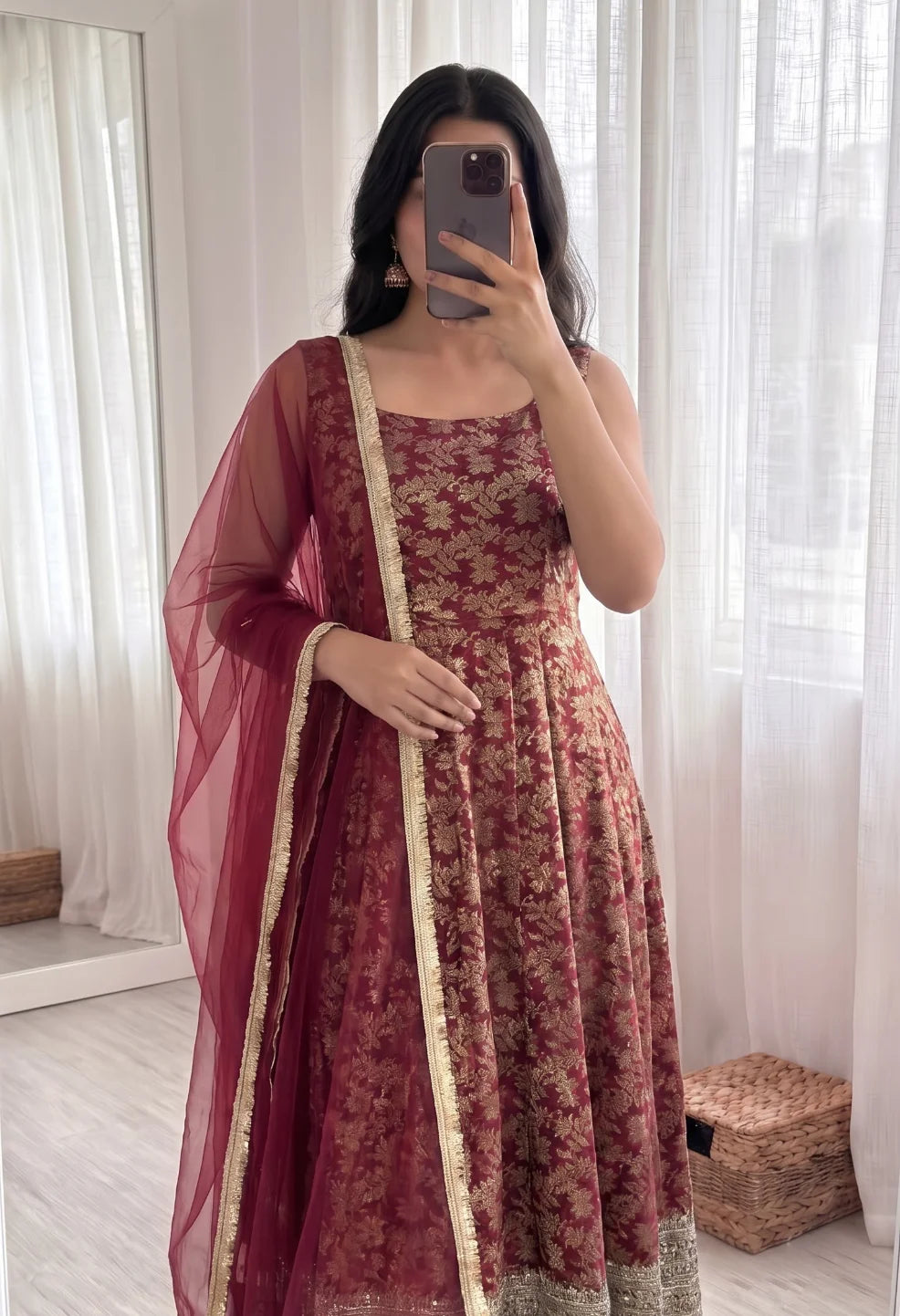 Jacquard Butti Anarkali Set