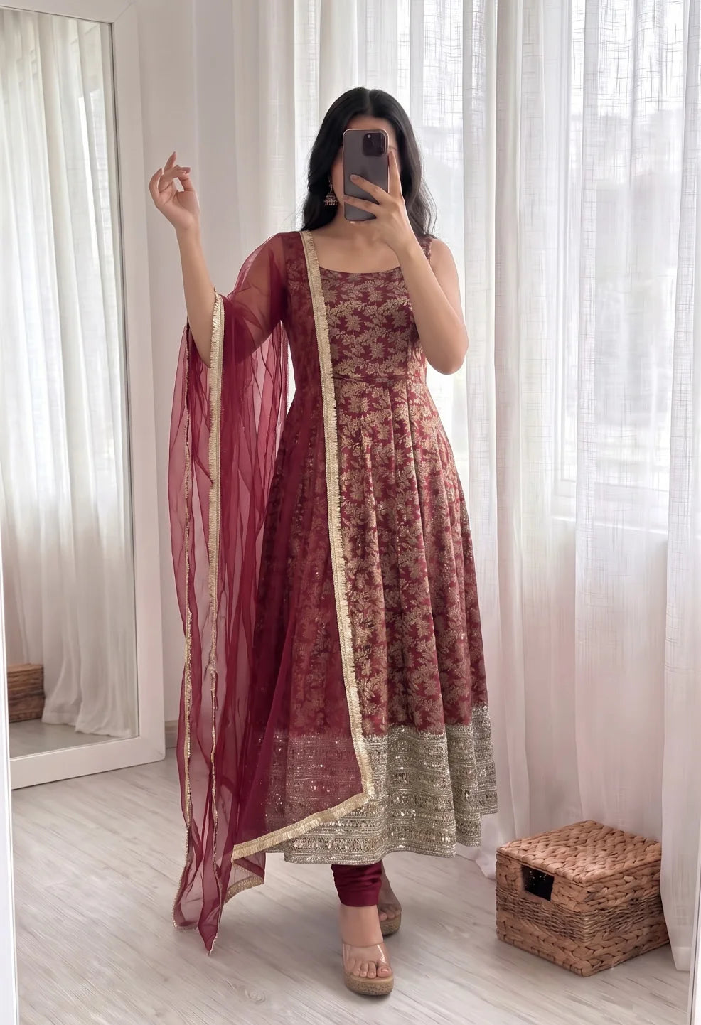 Jacquard Butti Anarkali Set