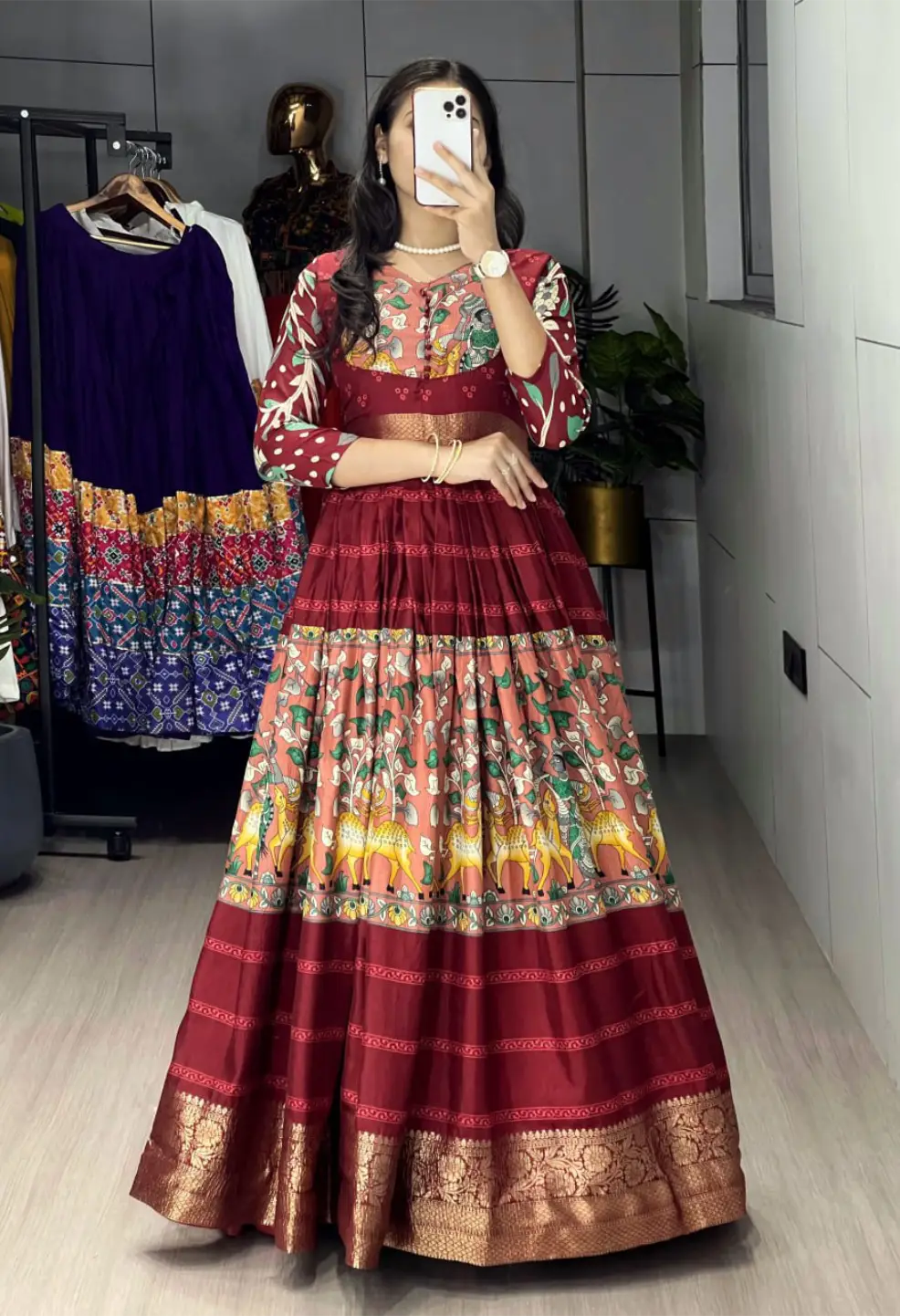 Kalamkari Silk Gown