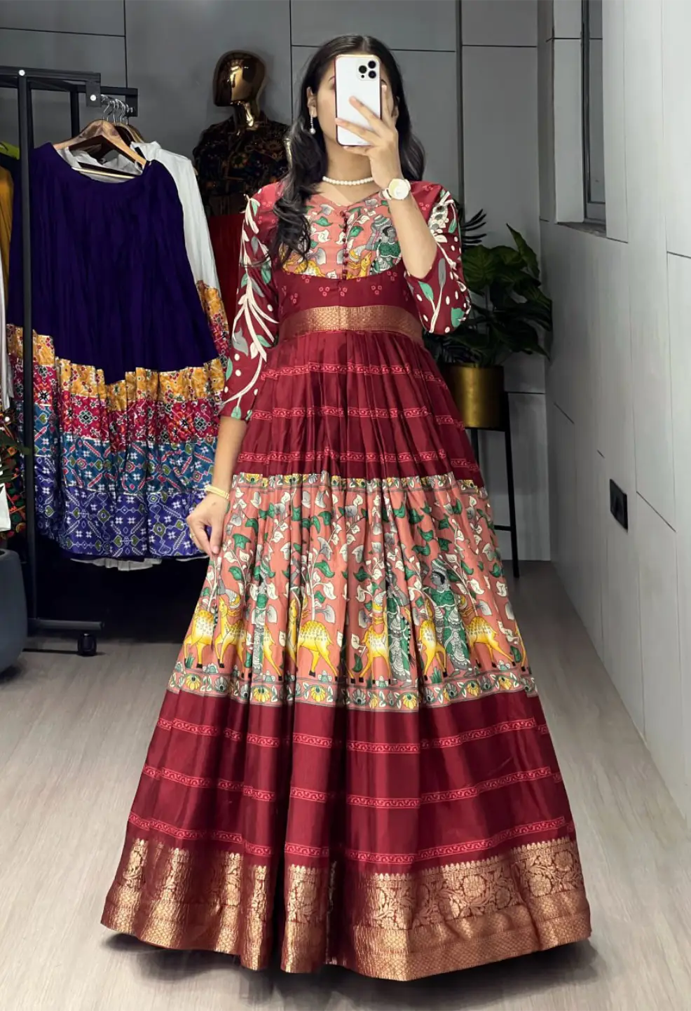 Kalamkari Silk Gown