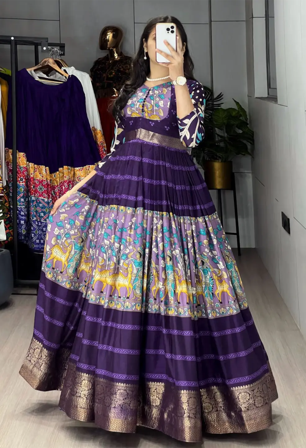 Kalamkari Silk Gown