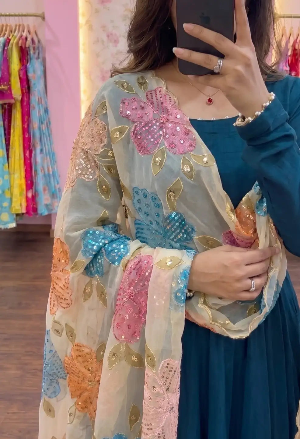 Madhkamini Teal Anarkali