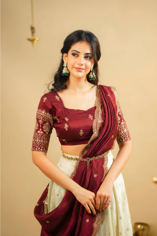 Maroon Pearl Lehenga