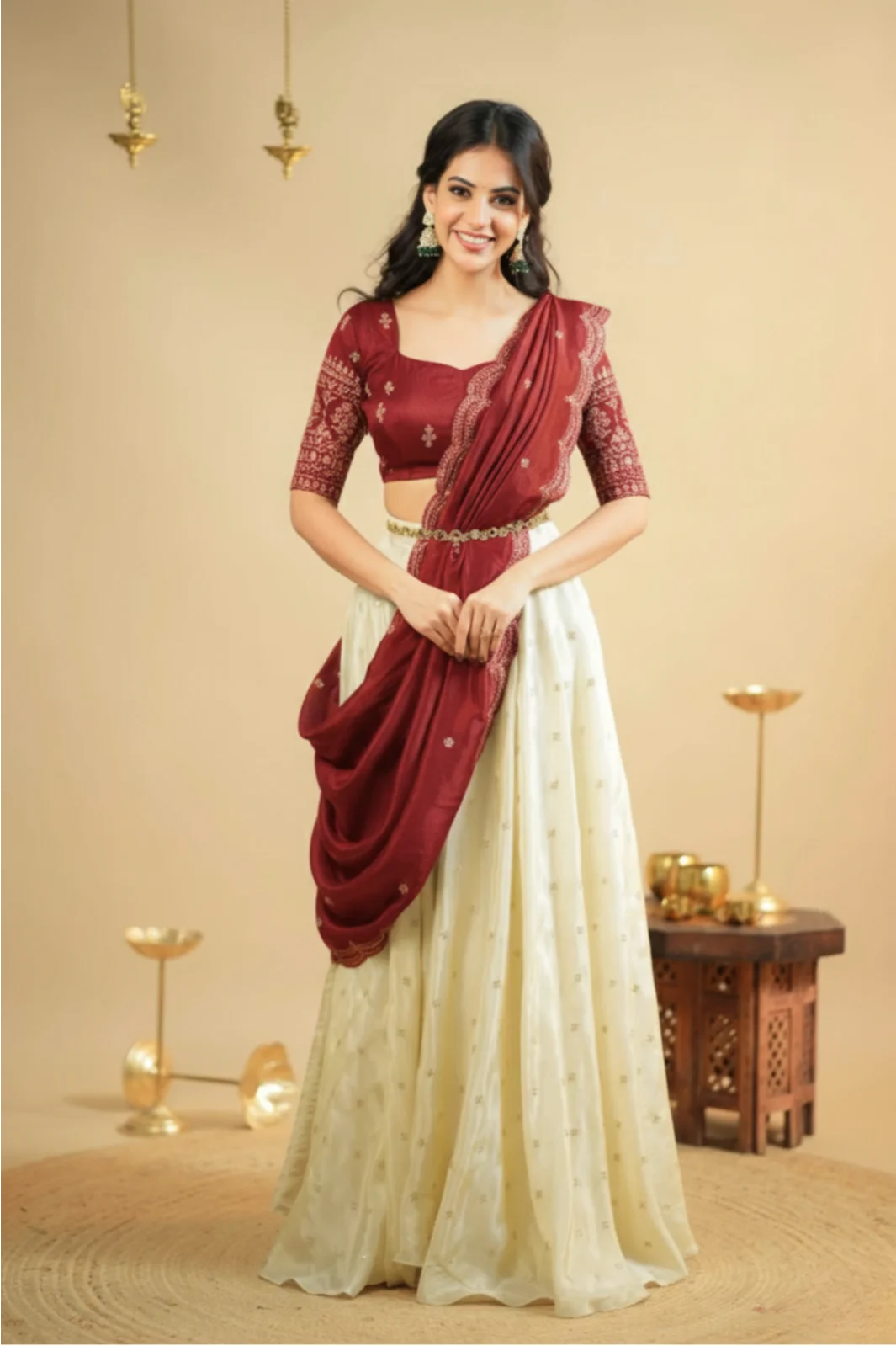 Maroon Pearl Lehenga