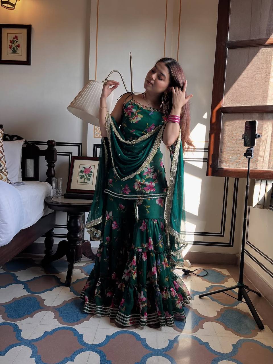 Mira Green Sharara Set