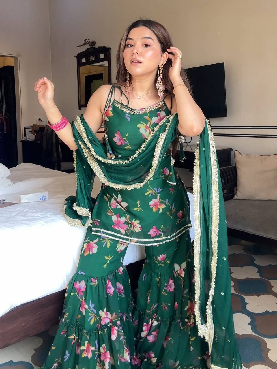 Mira Green Sharara Set